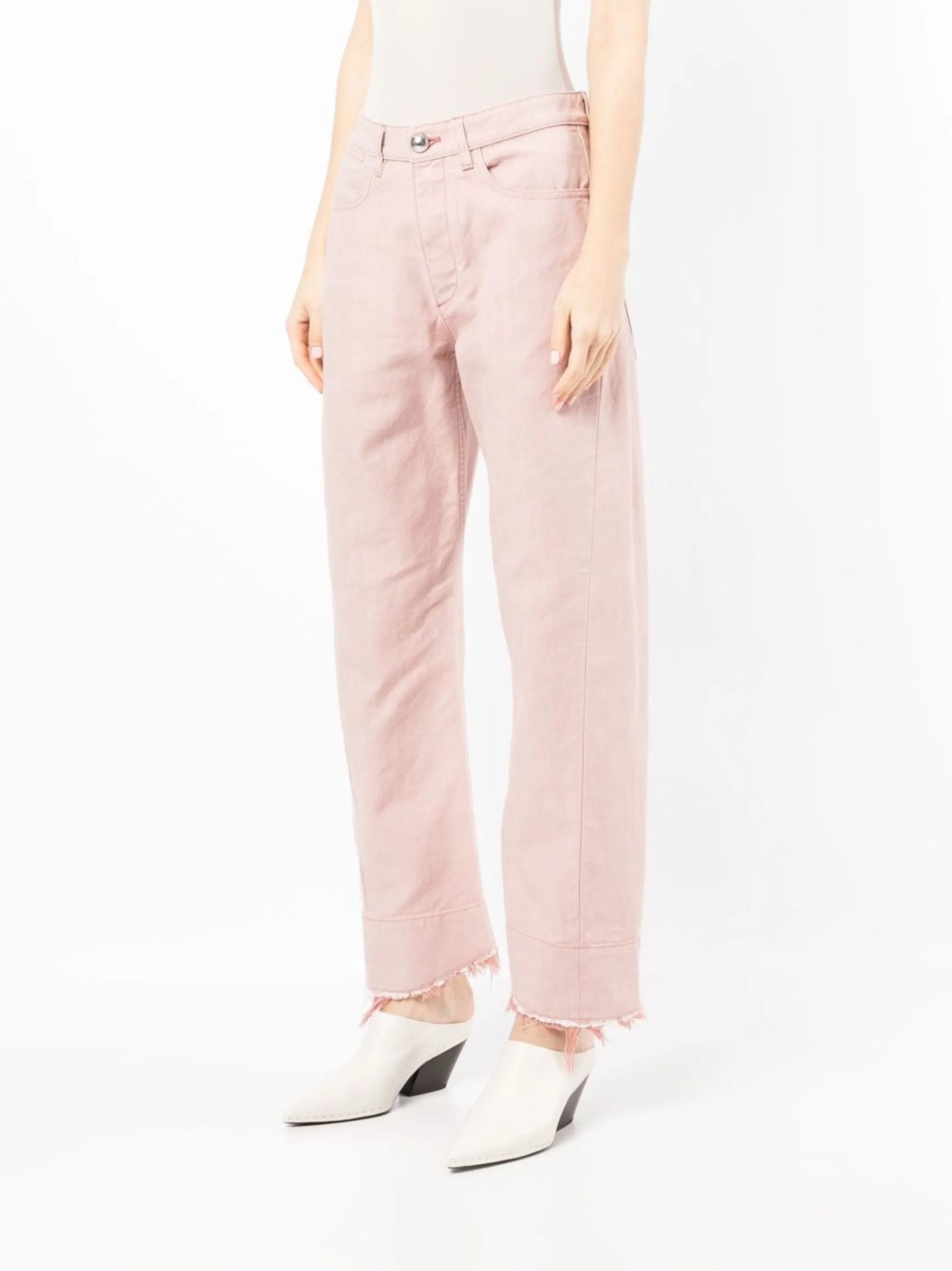 high-waisted straight-leg trousers