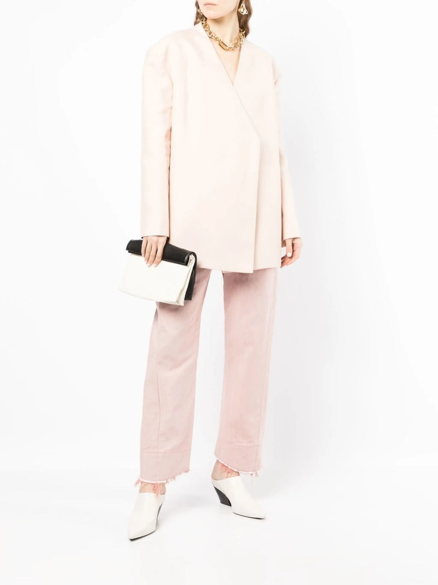 high-waisted straight-leg trousers