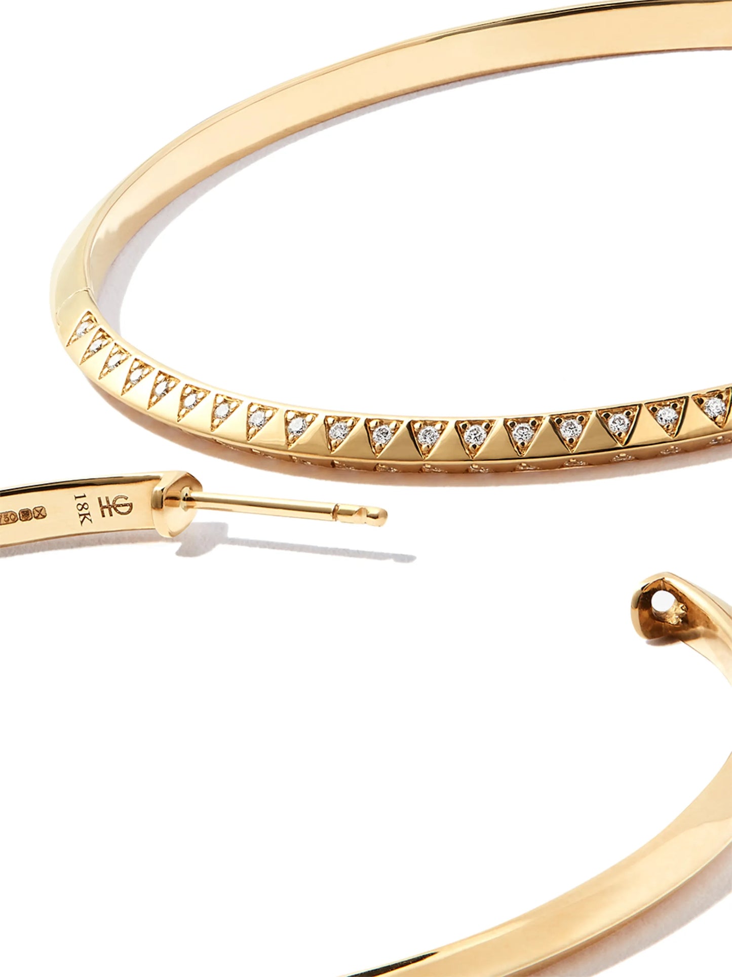18kt yellow gold Talisman skinny diamond hoop earrings