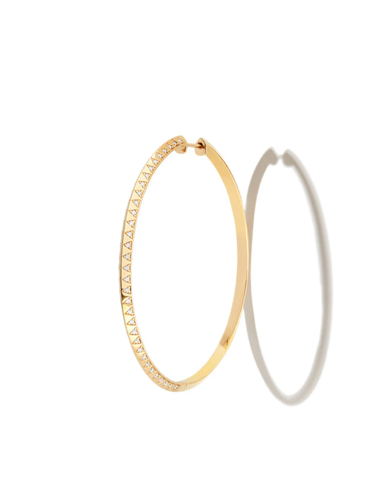 18kt yellow gold Talisman skinny diamond hoop earrings