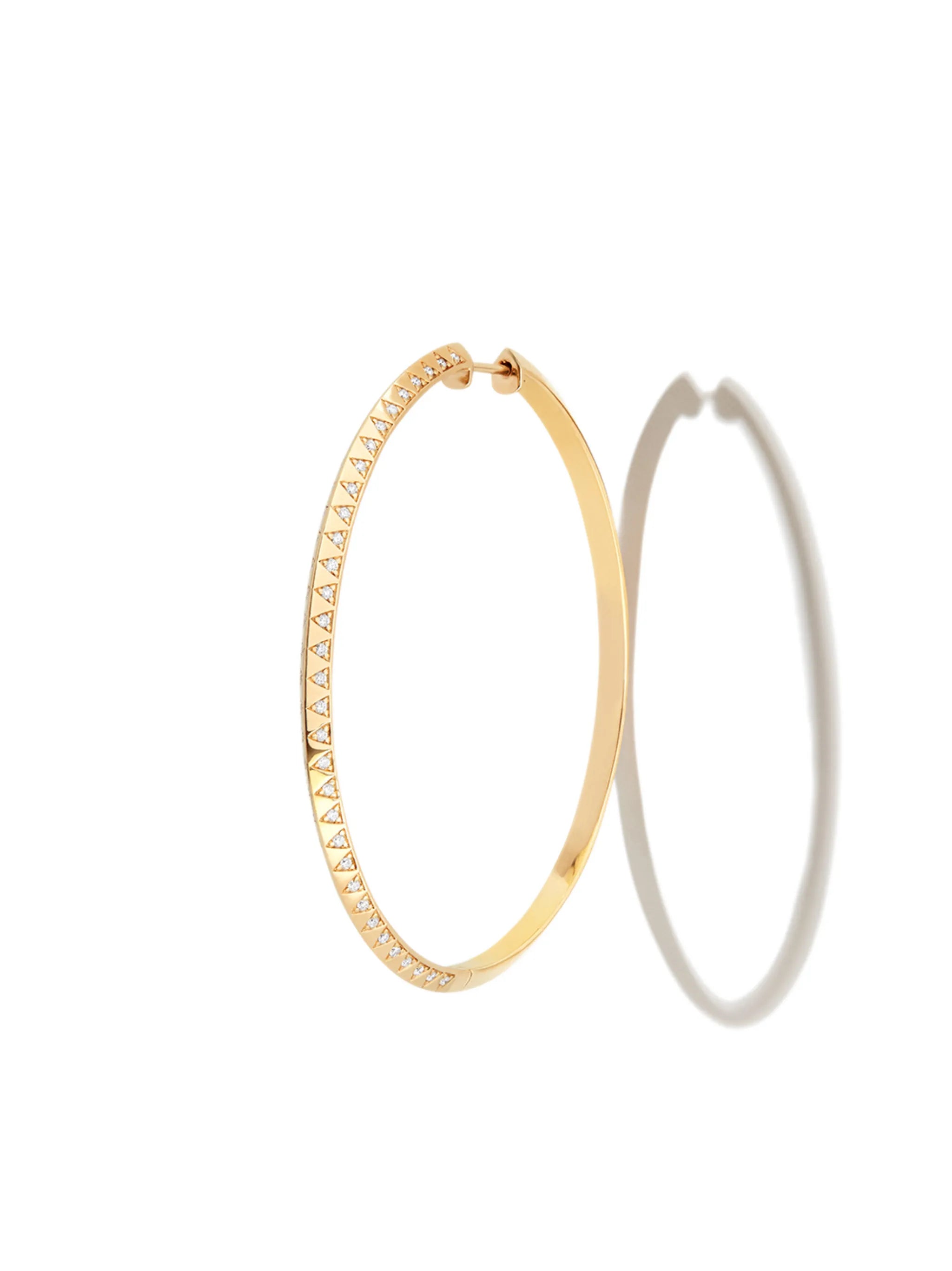 18kt yellow gold Talisman skinny diamond hoop earrings