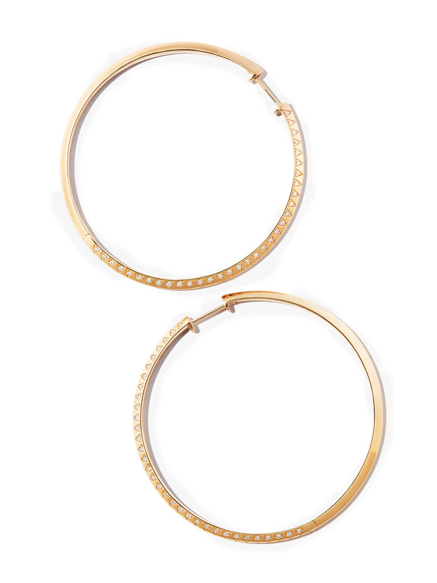 18kt yellow gold Talisman skinny diamond hoop earrings