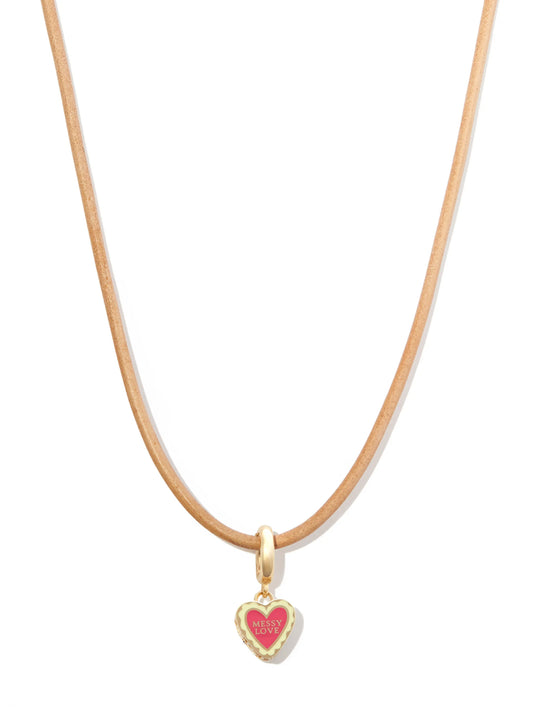 14kt yellow gold Messy Love charm necklace