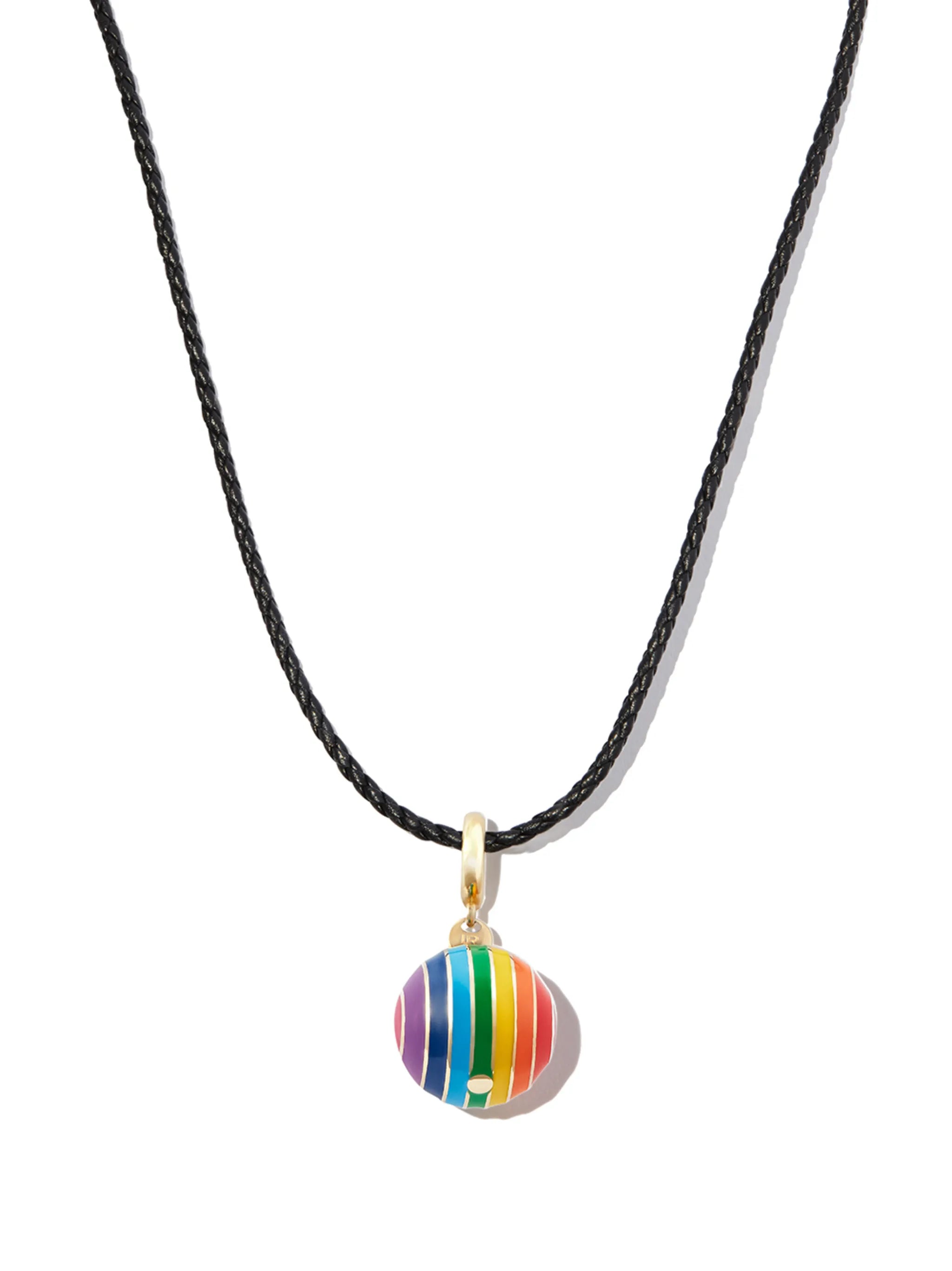 14kt yellow gold rainbow-charm necklace