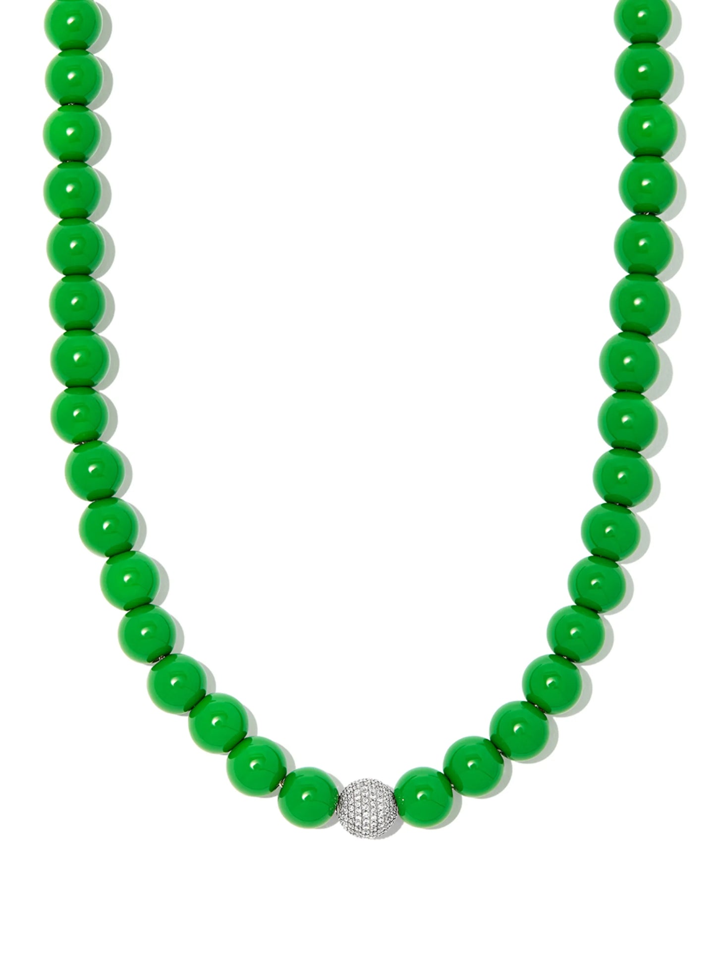 sterling silver diamond beaded necklace