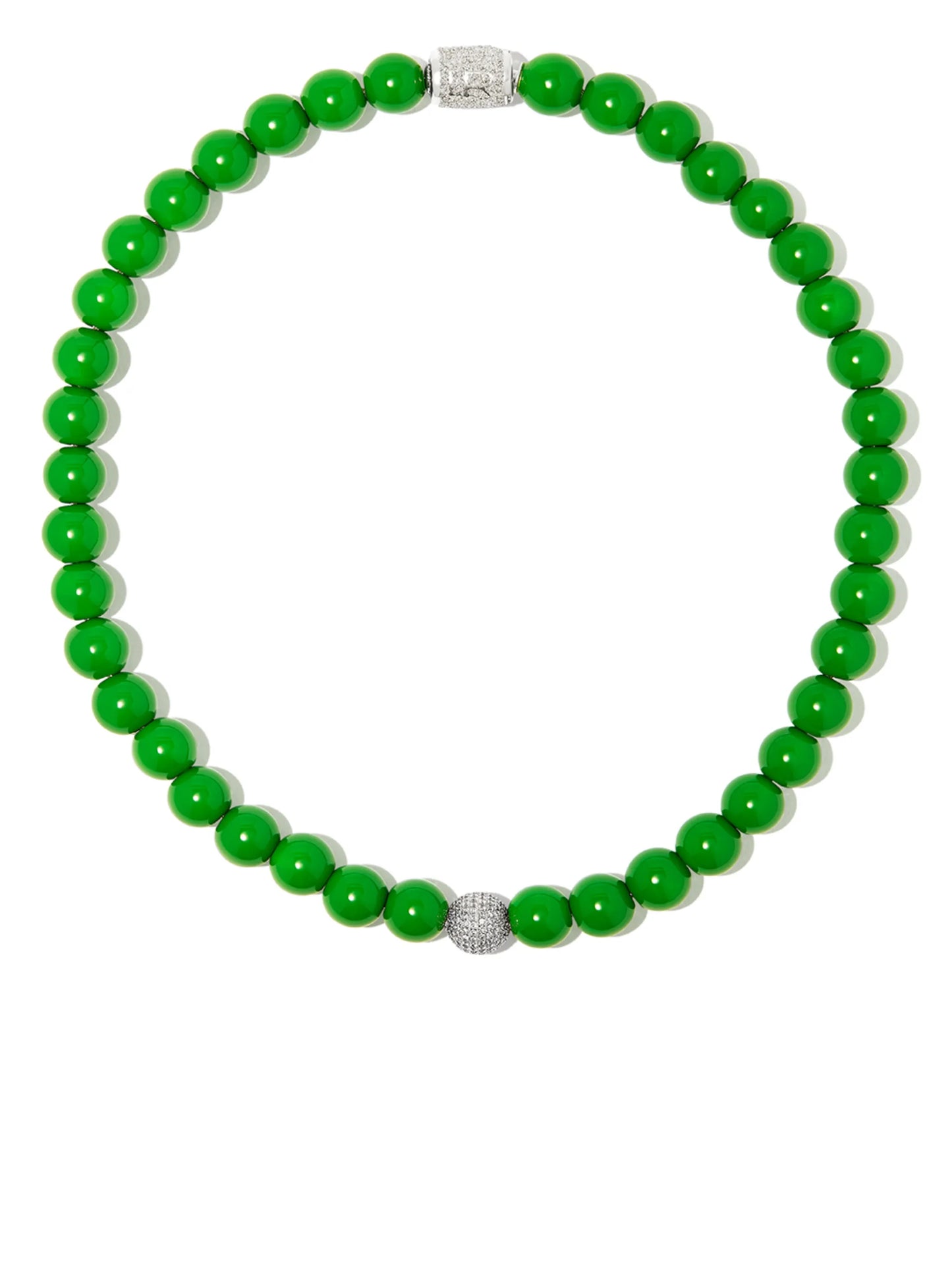 sterling silver diamond beaded necklace