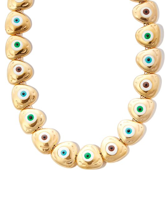 14kt yellow gold Evil Eye enamel necklace