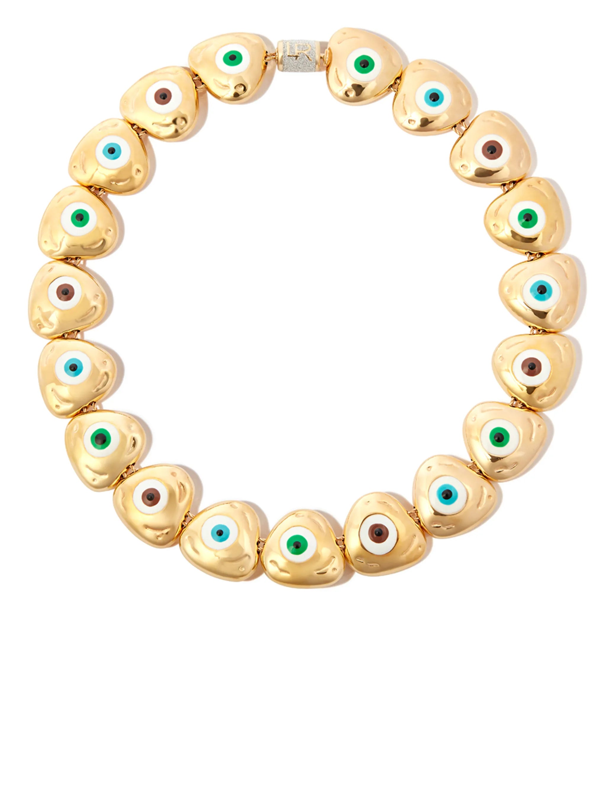 14kt yellow gold Evil Eye enamel necklace