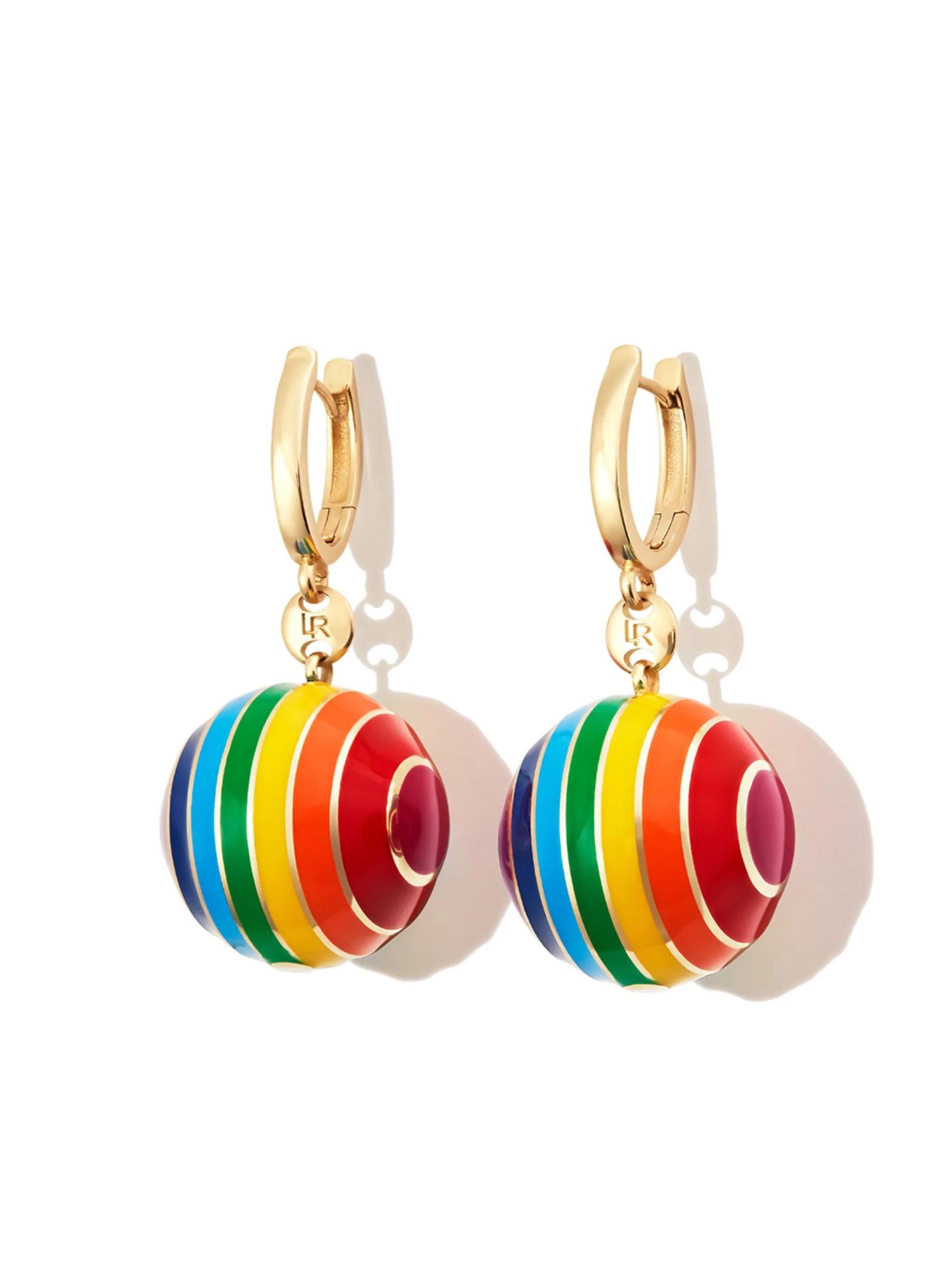 14kt yellow gold enamel drop earrings