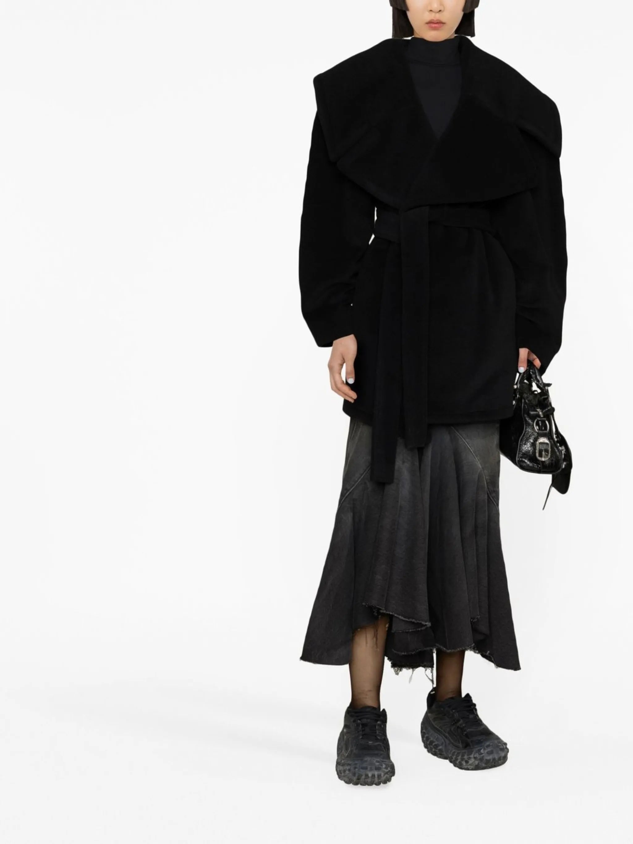 belted-waist oversize coat