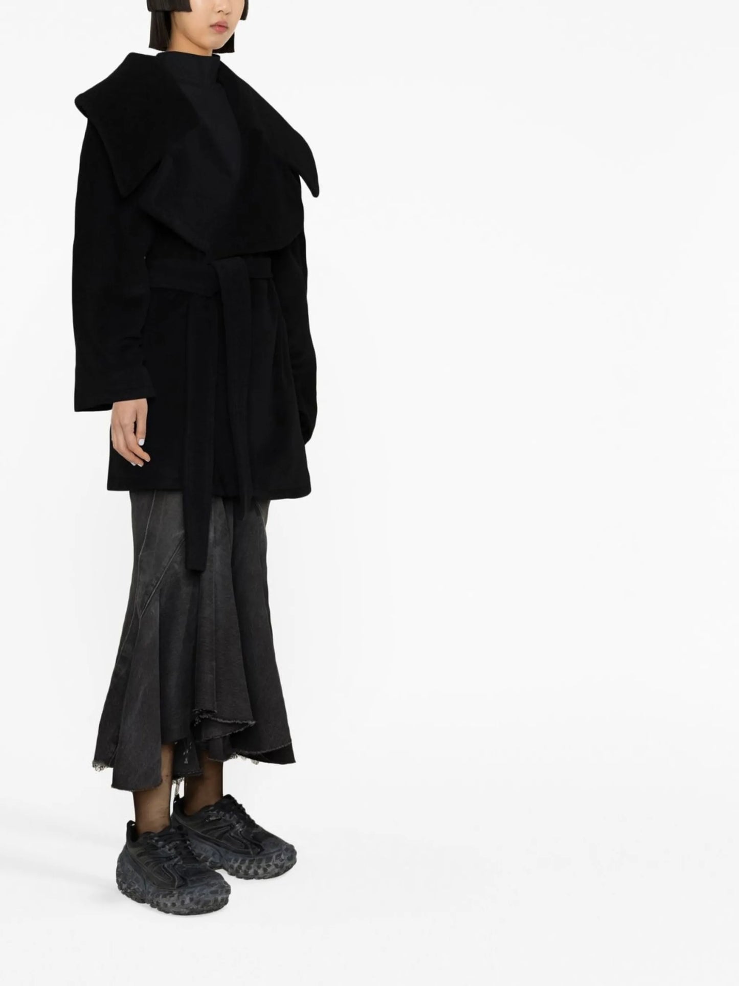 belted-waist oversize coat