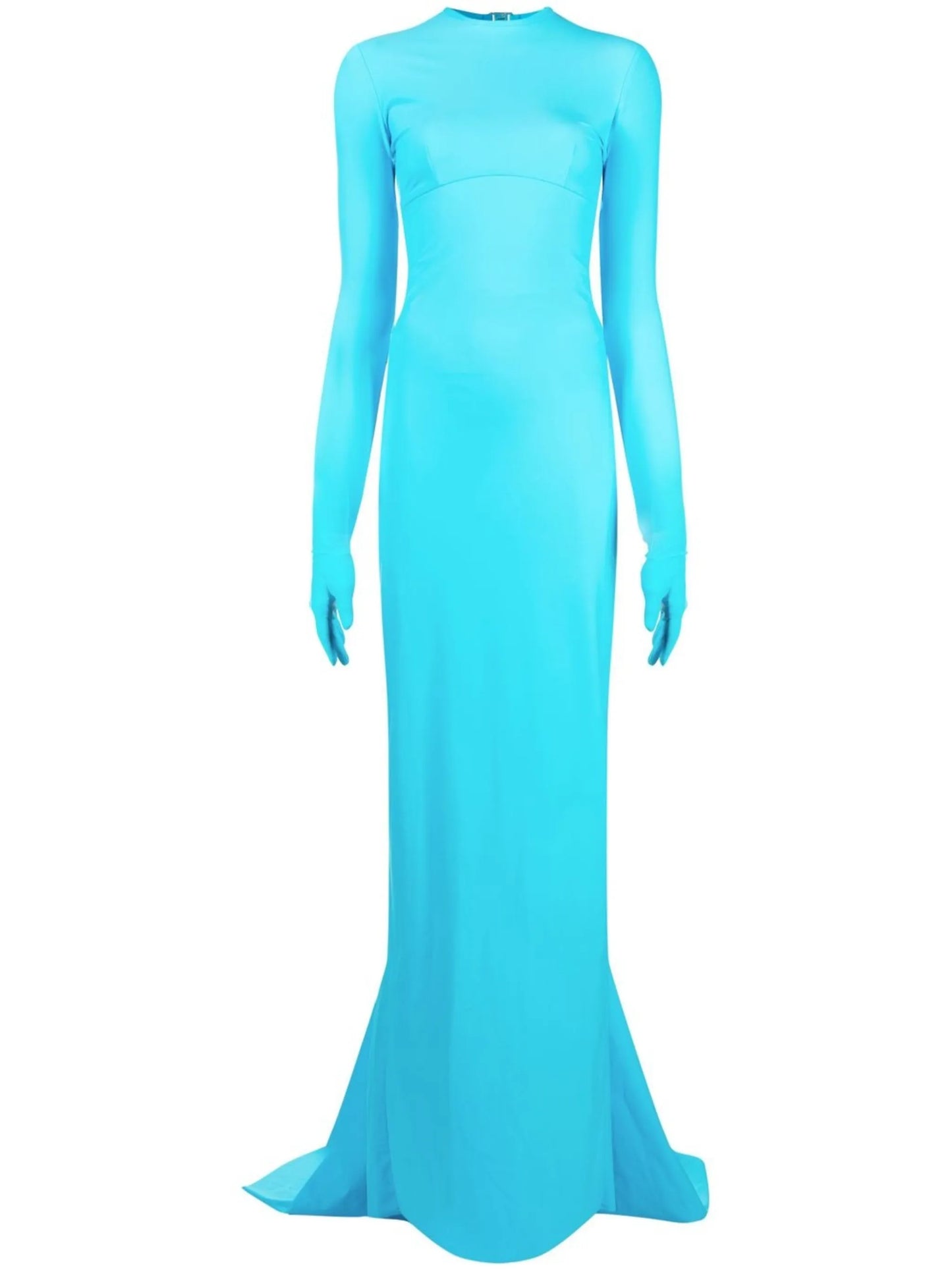 long-sleeve fishtail evening gown