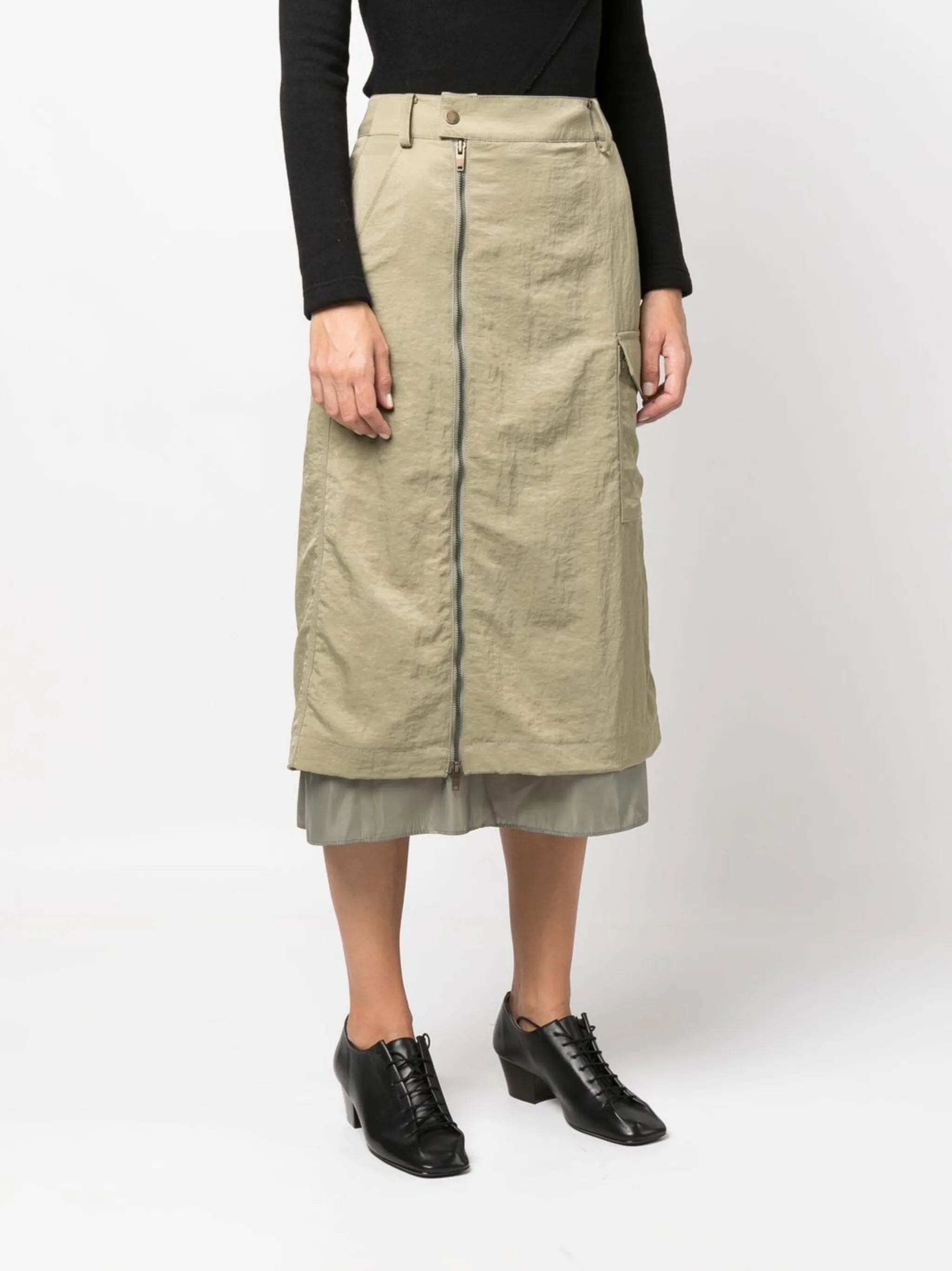 Leah zip-up midi skirt
