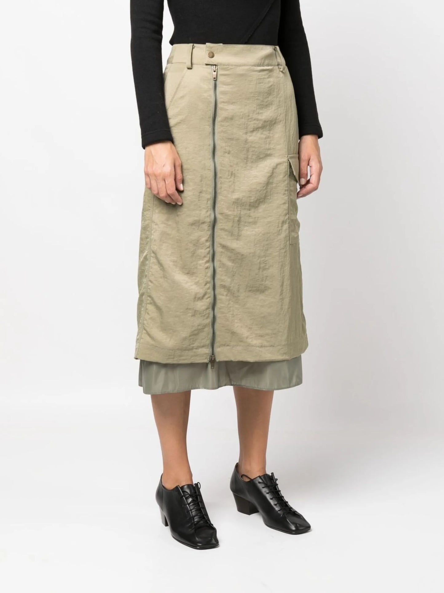 Leah zip-up midi skirt