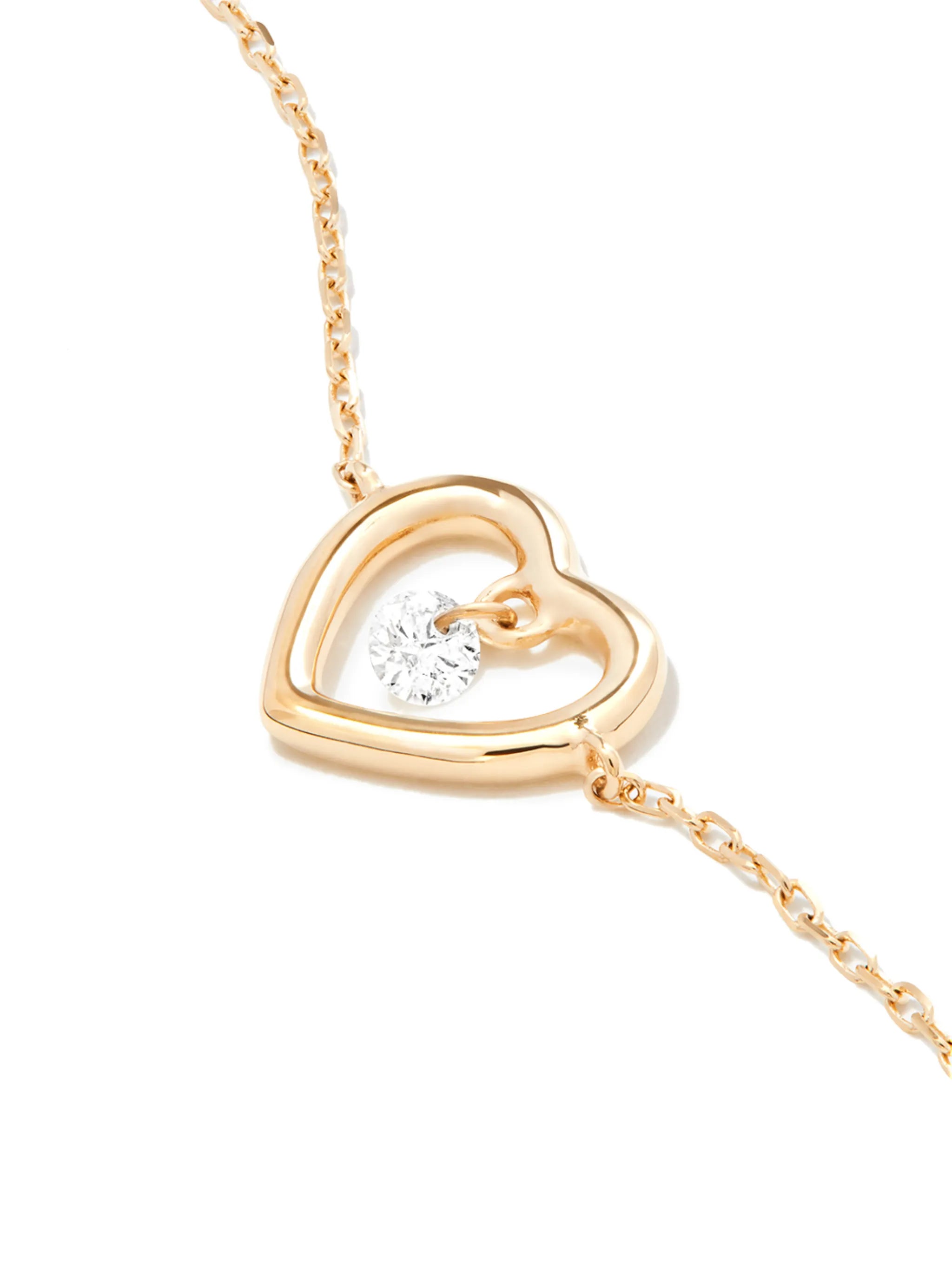 18kt yellow gold floating diamond heart bracelet