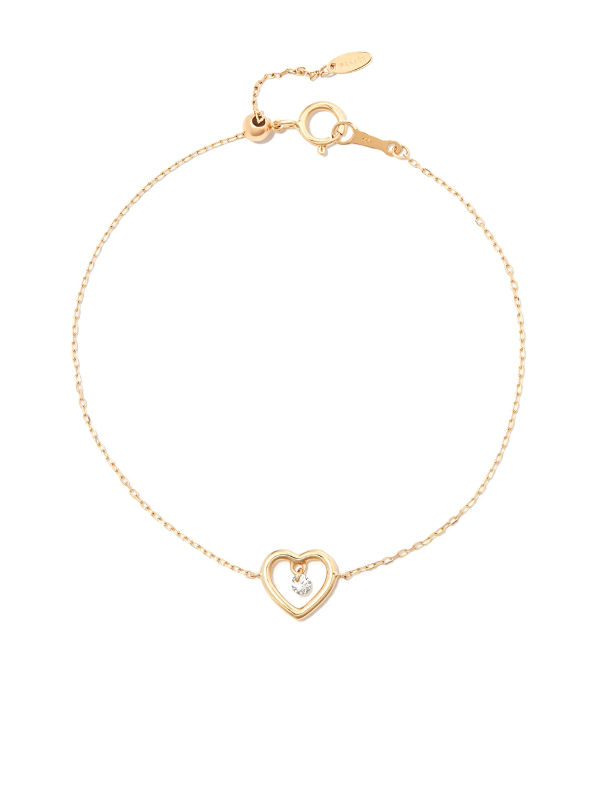 18kt yellow gold floating diamond heart bracelet