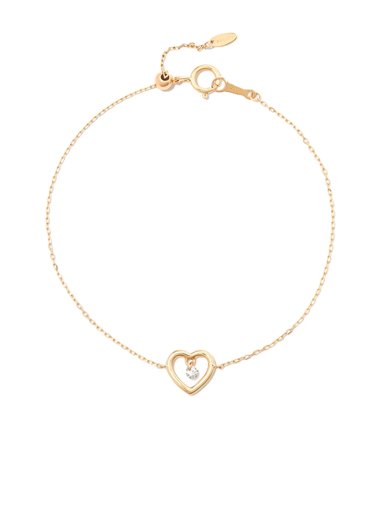 18kt yellow gold floating diamond heart bracelet