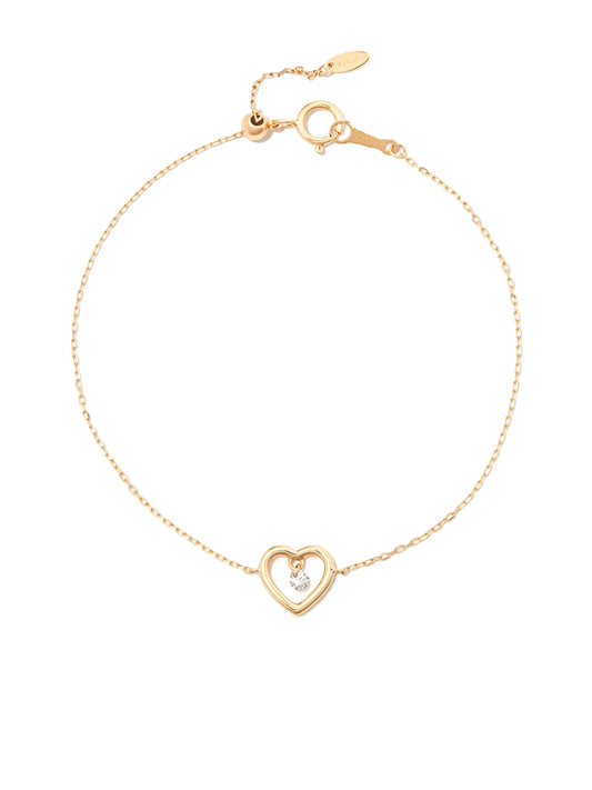18kt yellow gold floating diamond heart bracelet