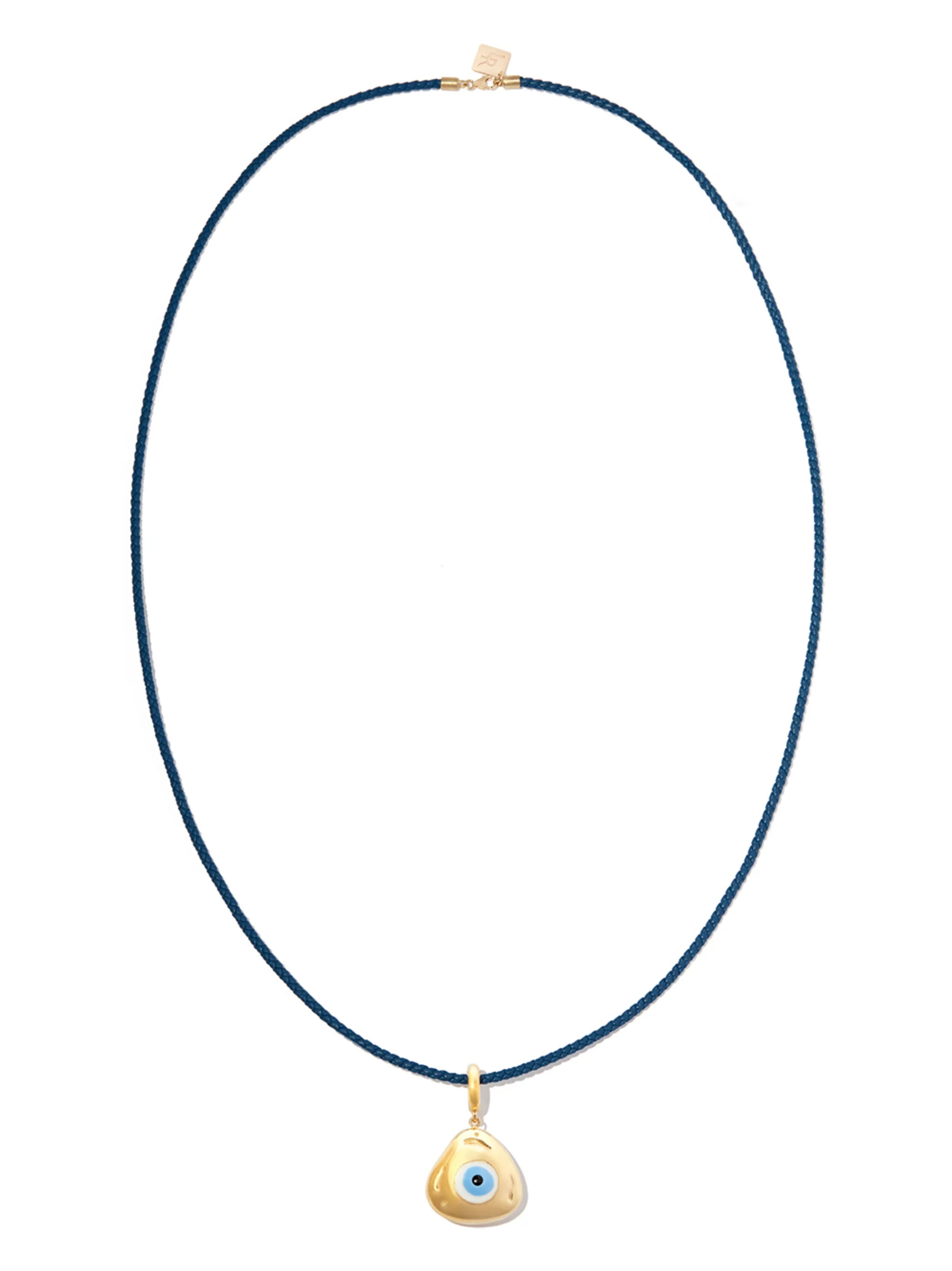 14kt yellow gold evil eye charm necklace