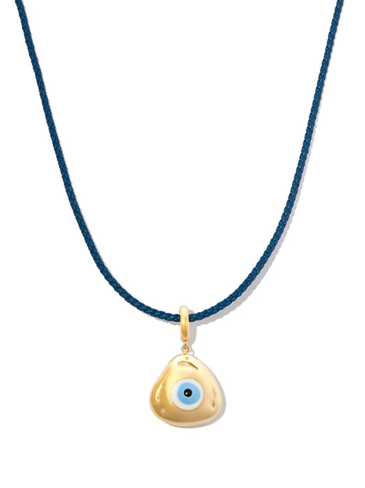 14kt yellow gold evil eye charm necklace