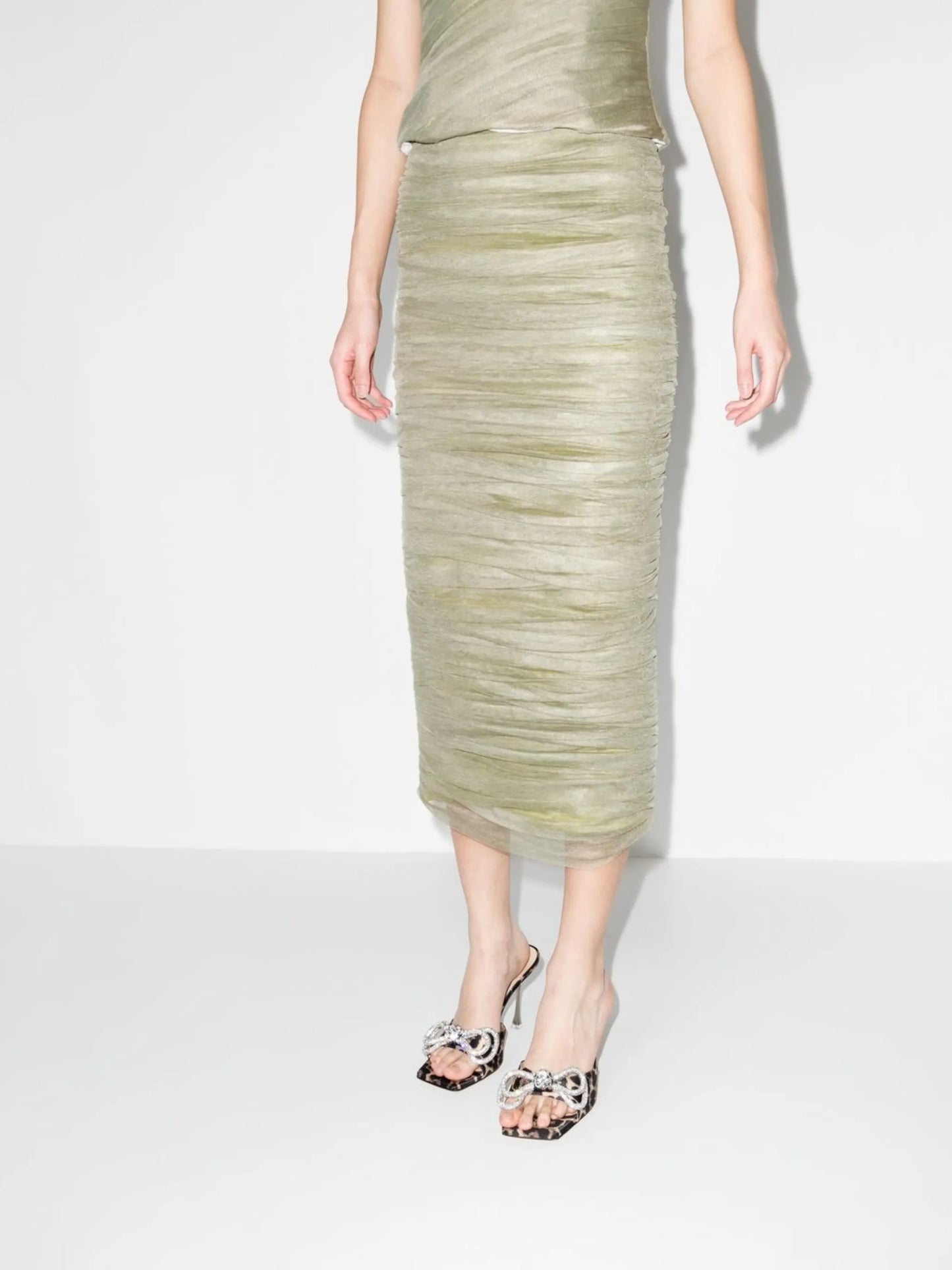 draped tulle pencil skirt