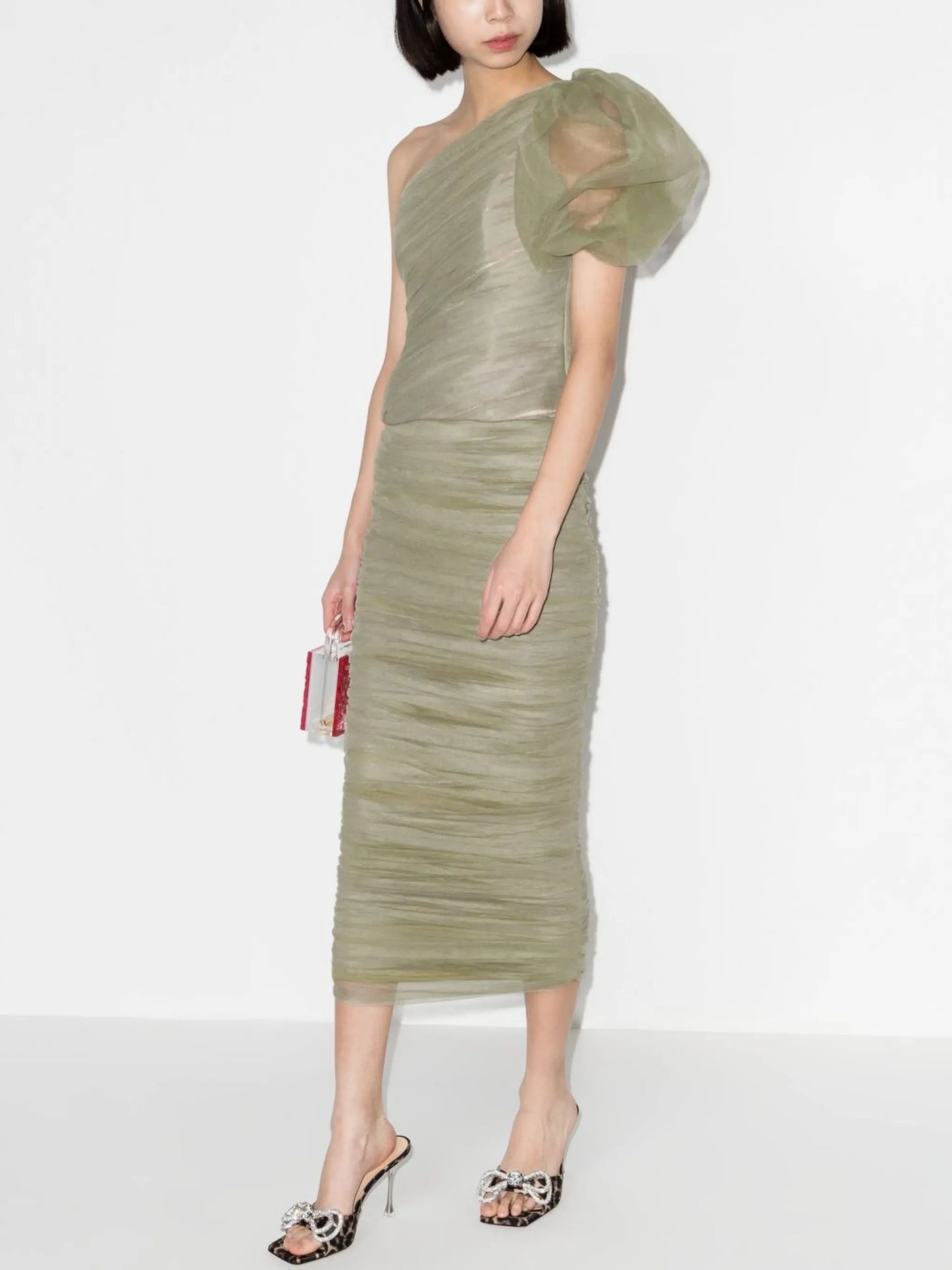 draped tulle pencil skirt