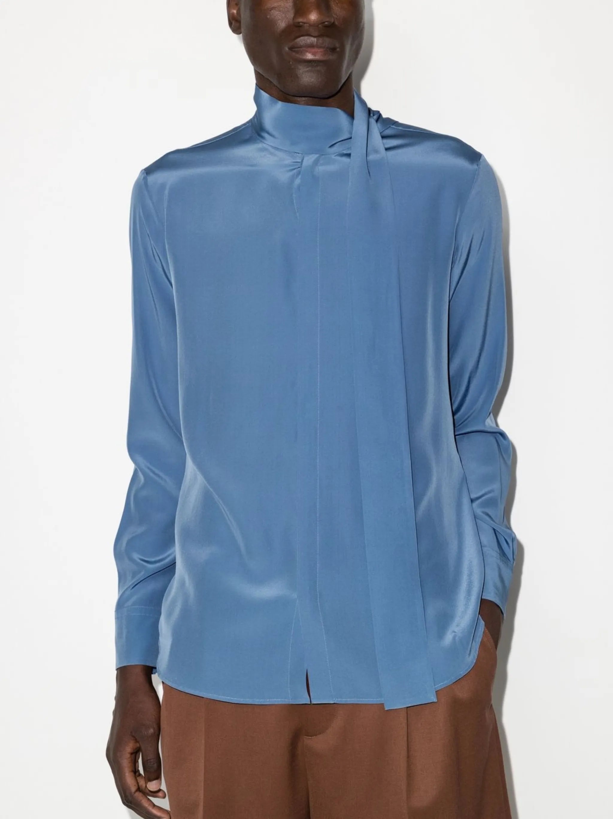scarf-detail silk shirt