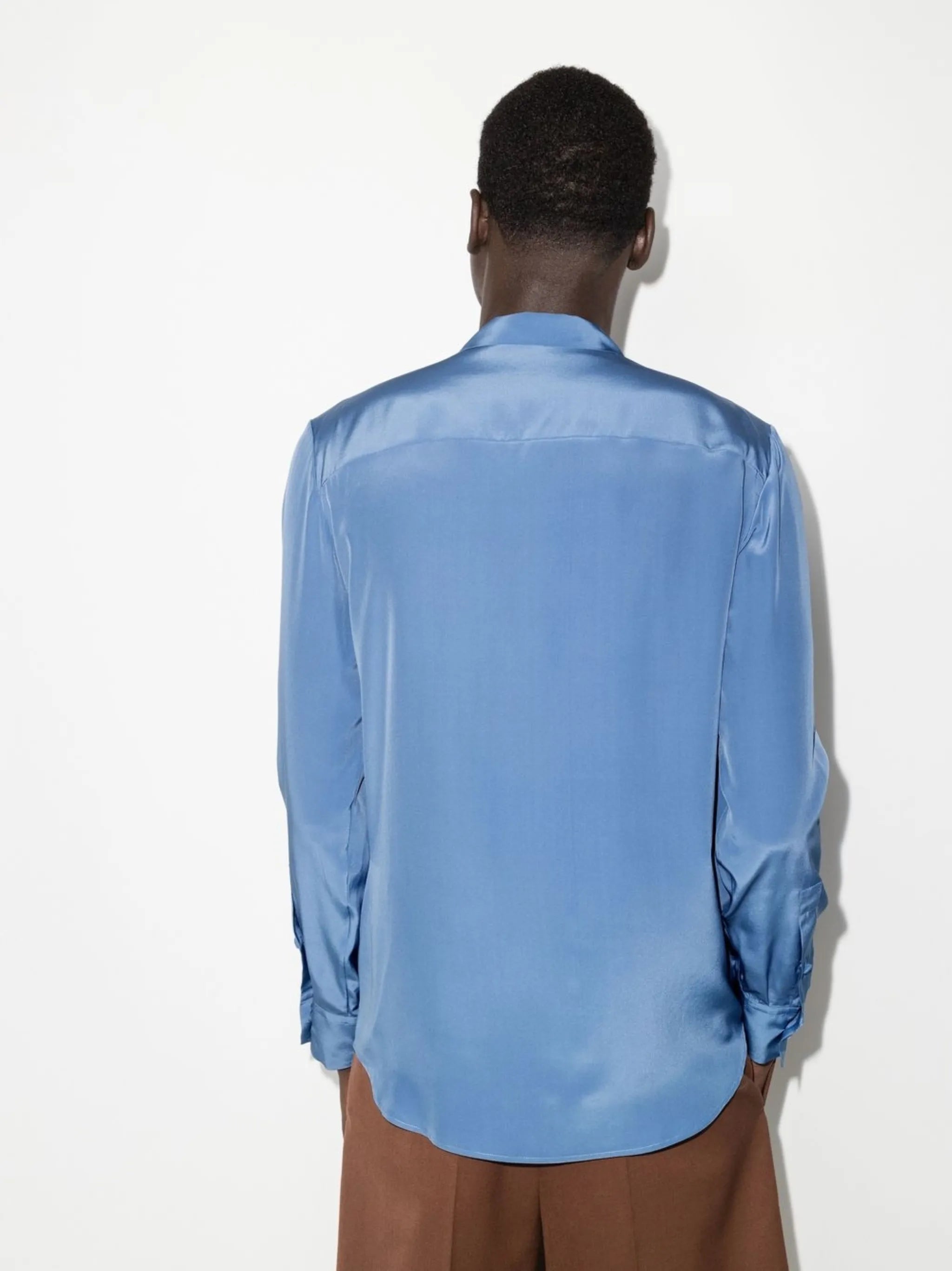 scarf-detail silk shirt