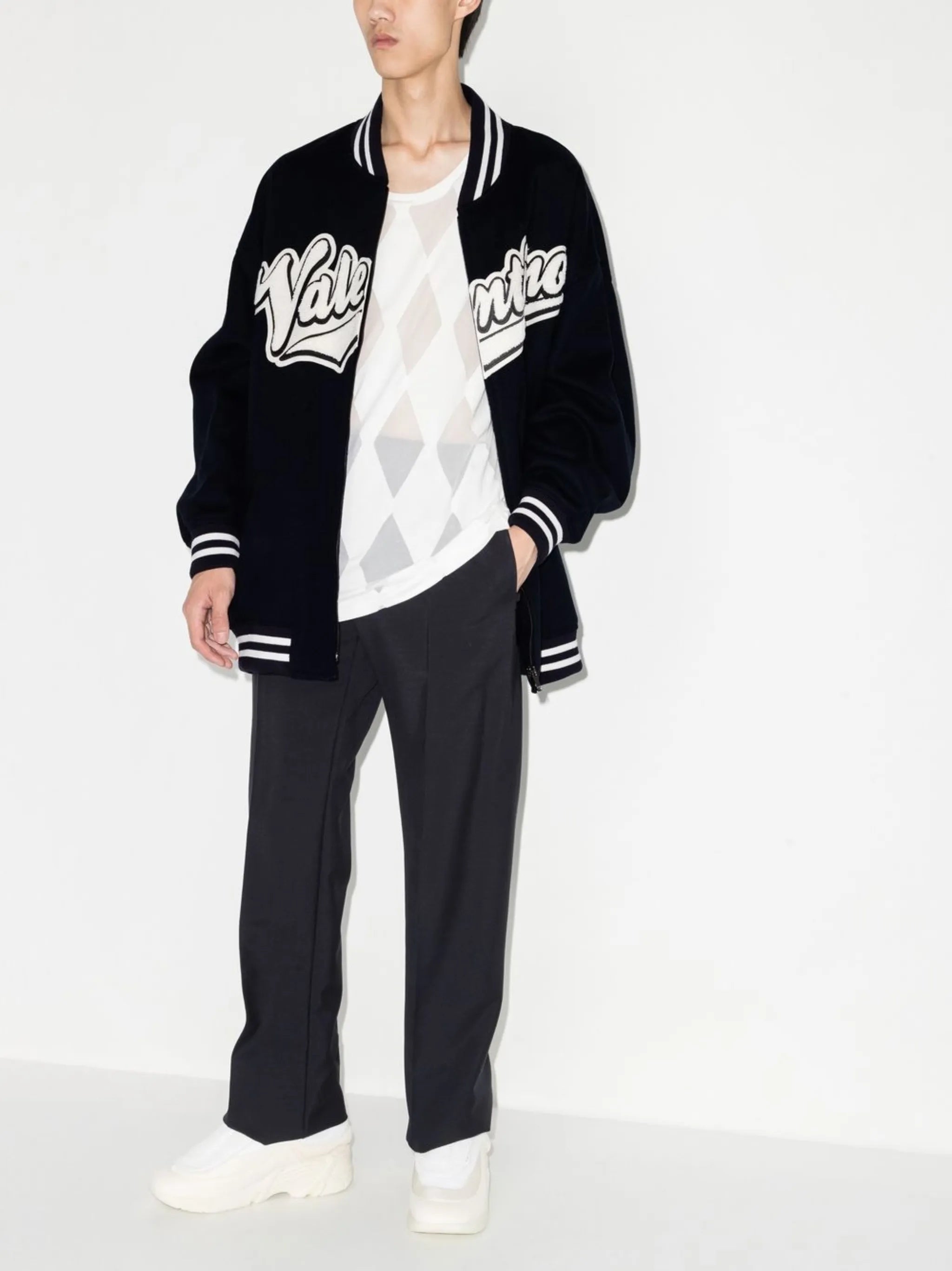embroidered-logo bomber jacket
