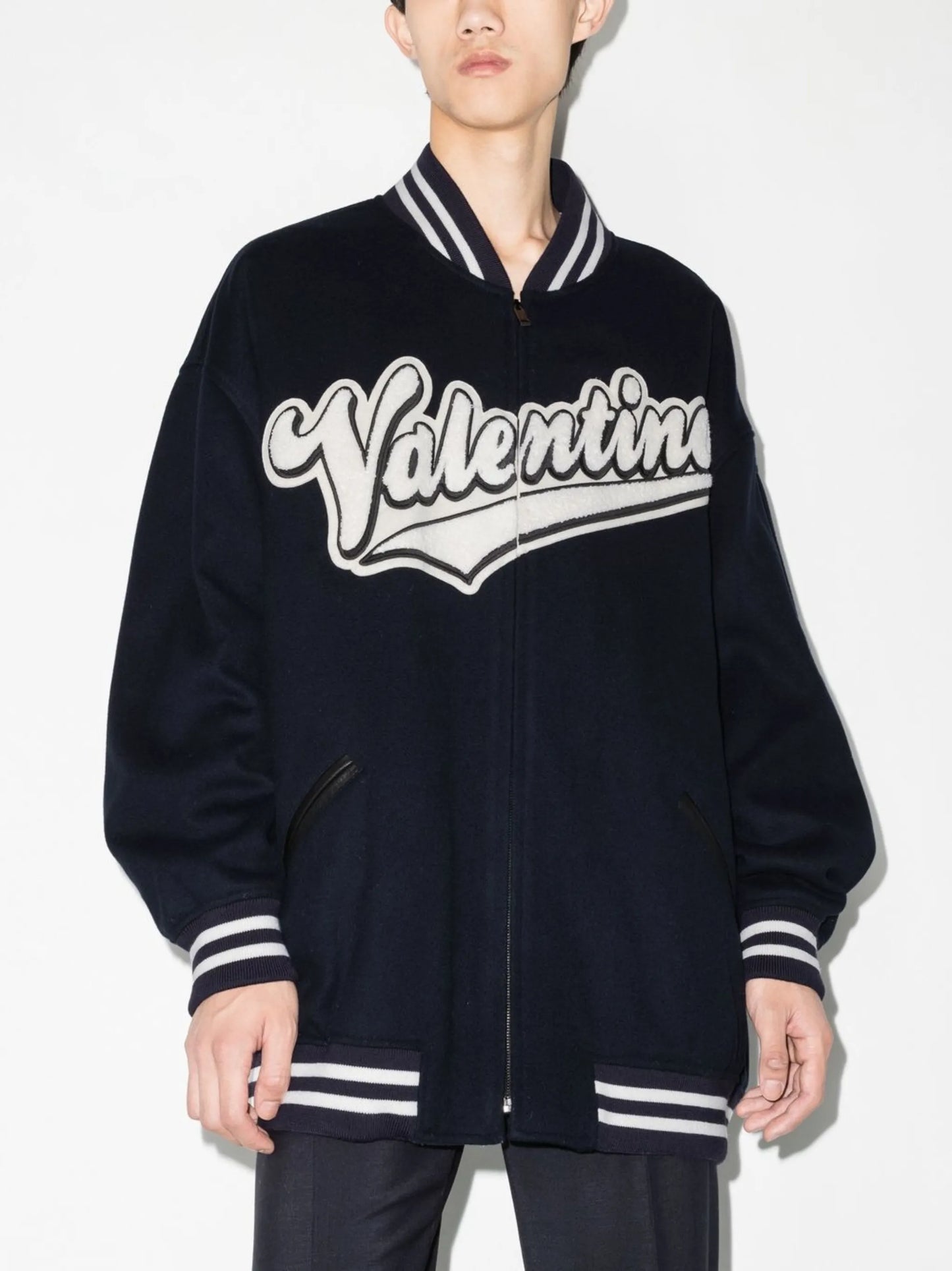 embroidered-logo bomber jacket