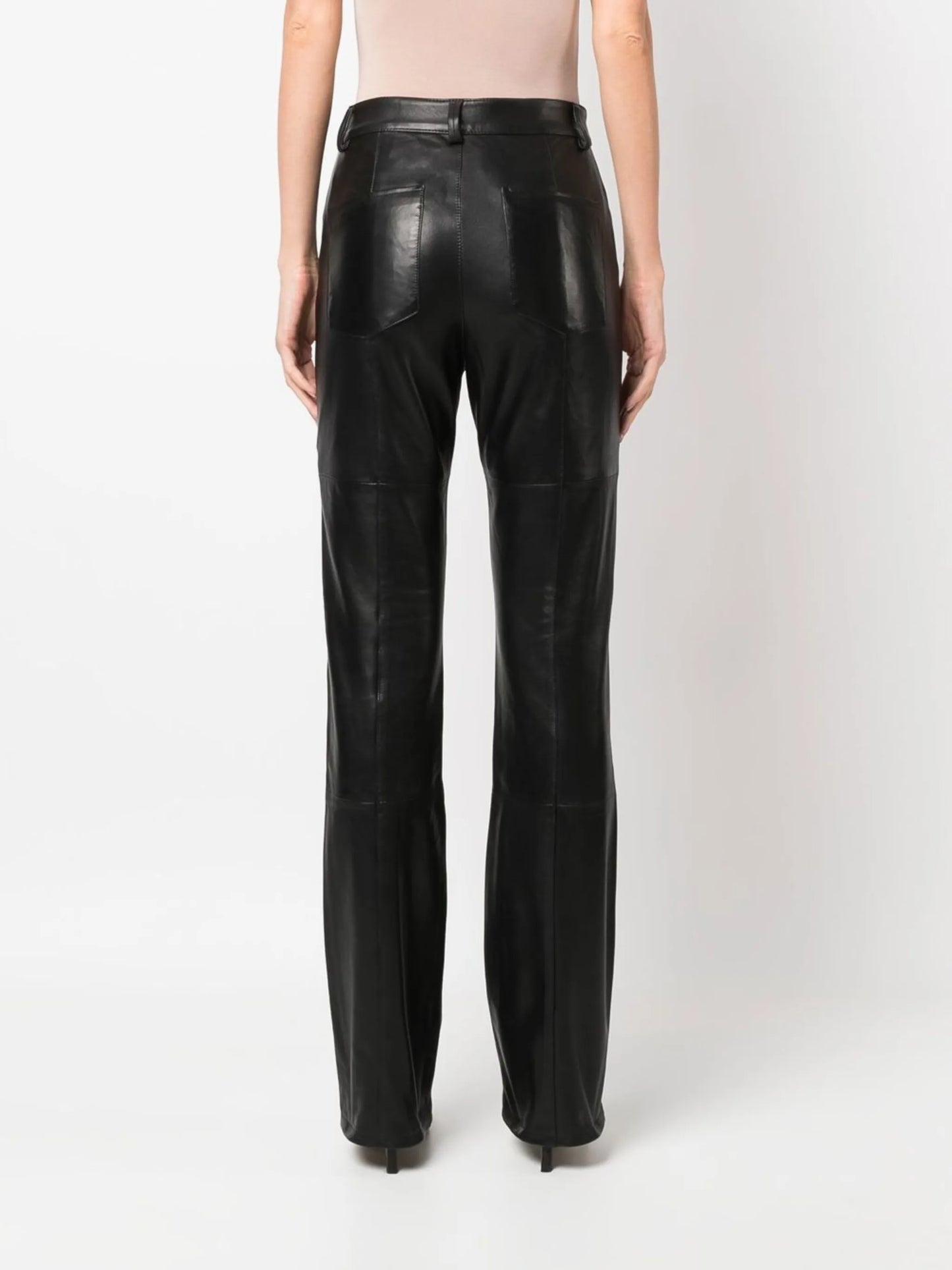 leather straight-leg trousers