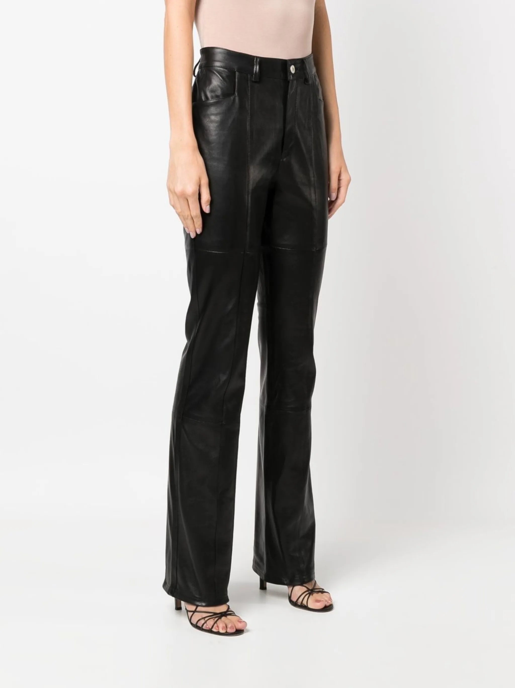 leather straight-leg trousers