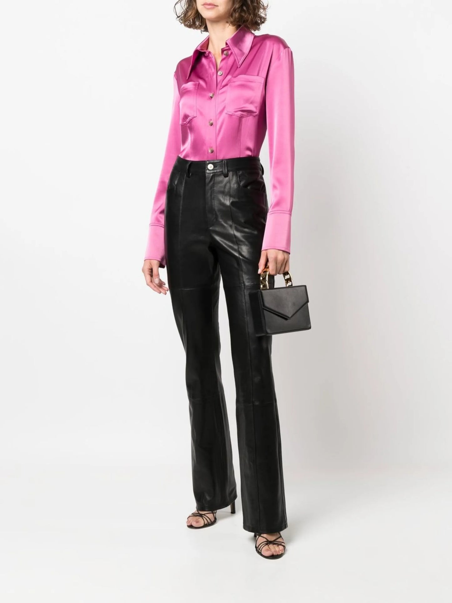 leather straight-leg trousers