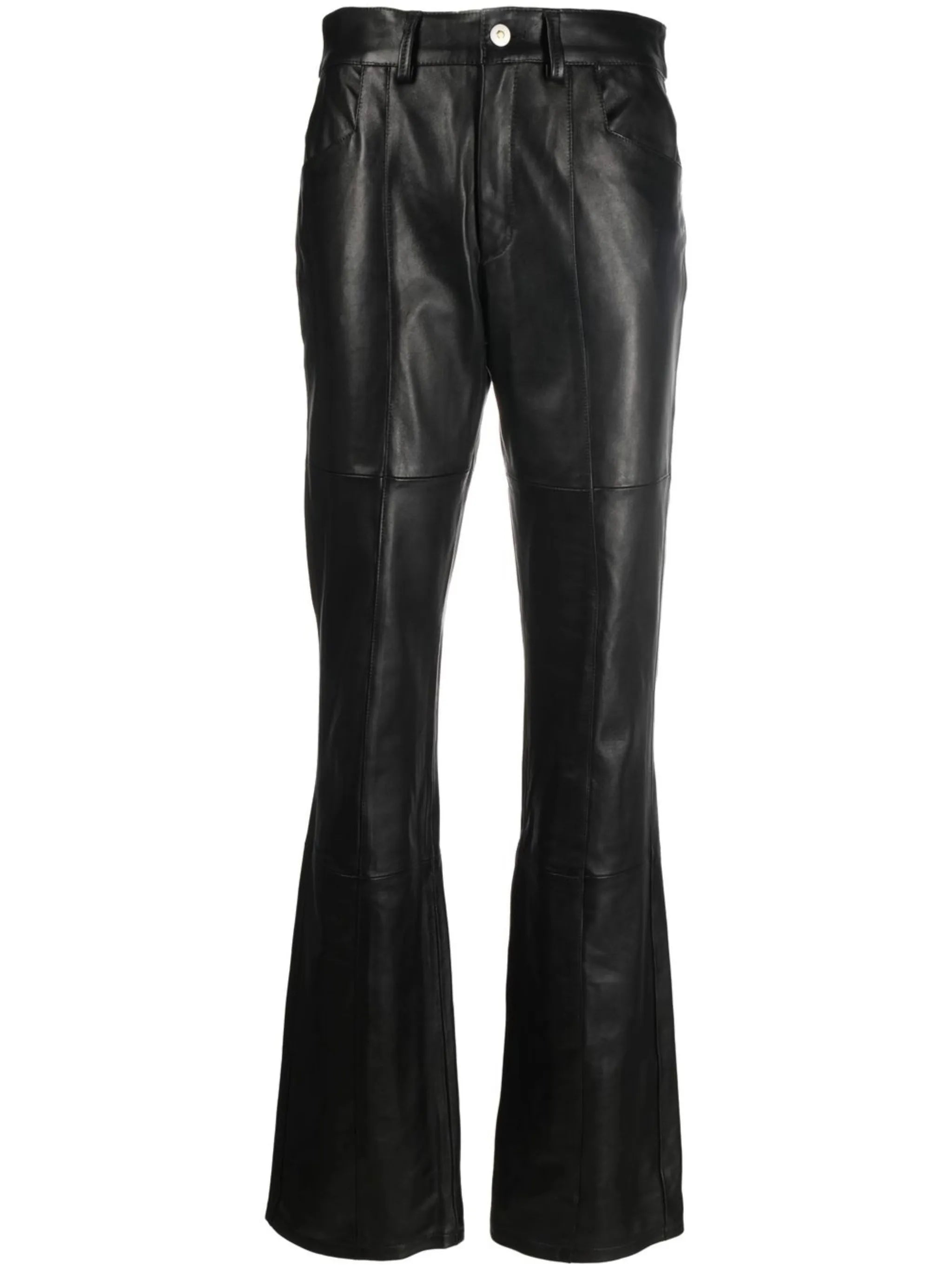 leather straight-leg trousers