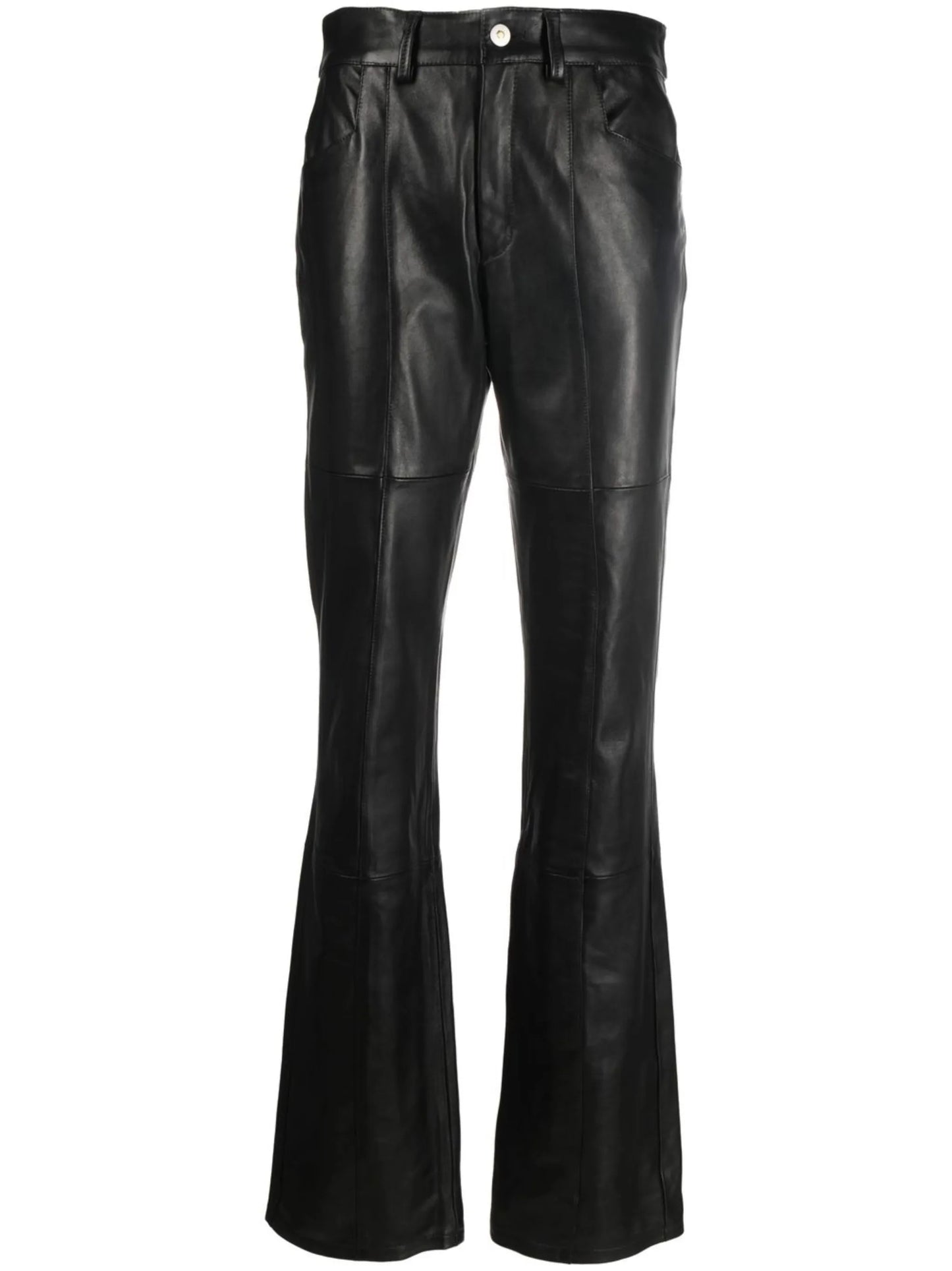 leather straight-leg trousers