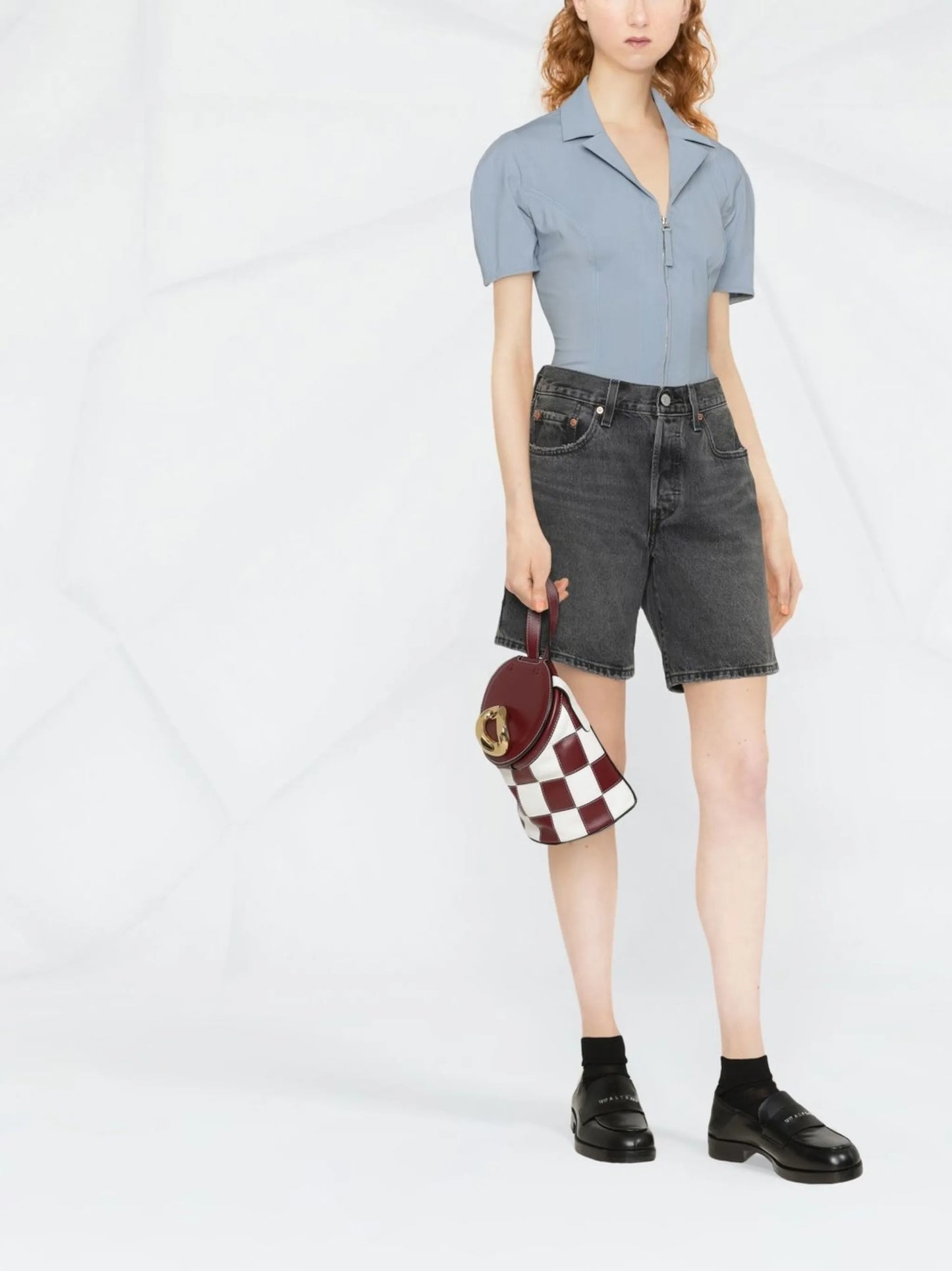 straight-leg denim shorts