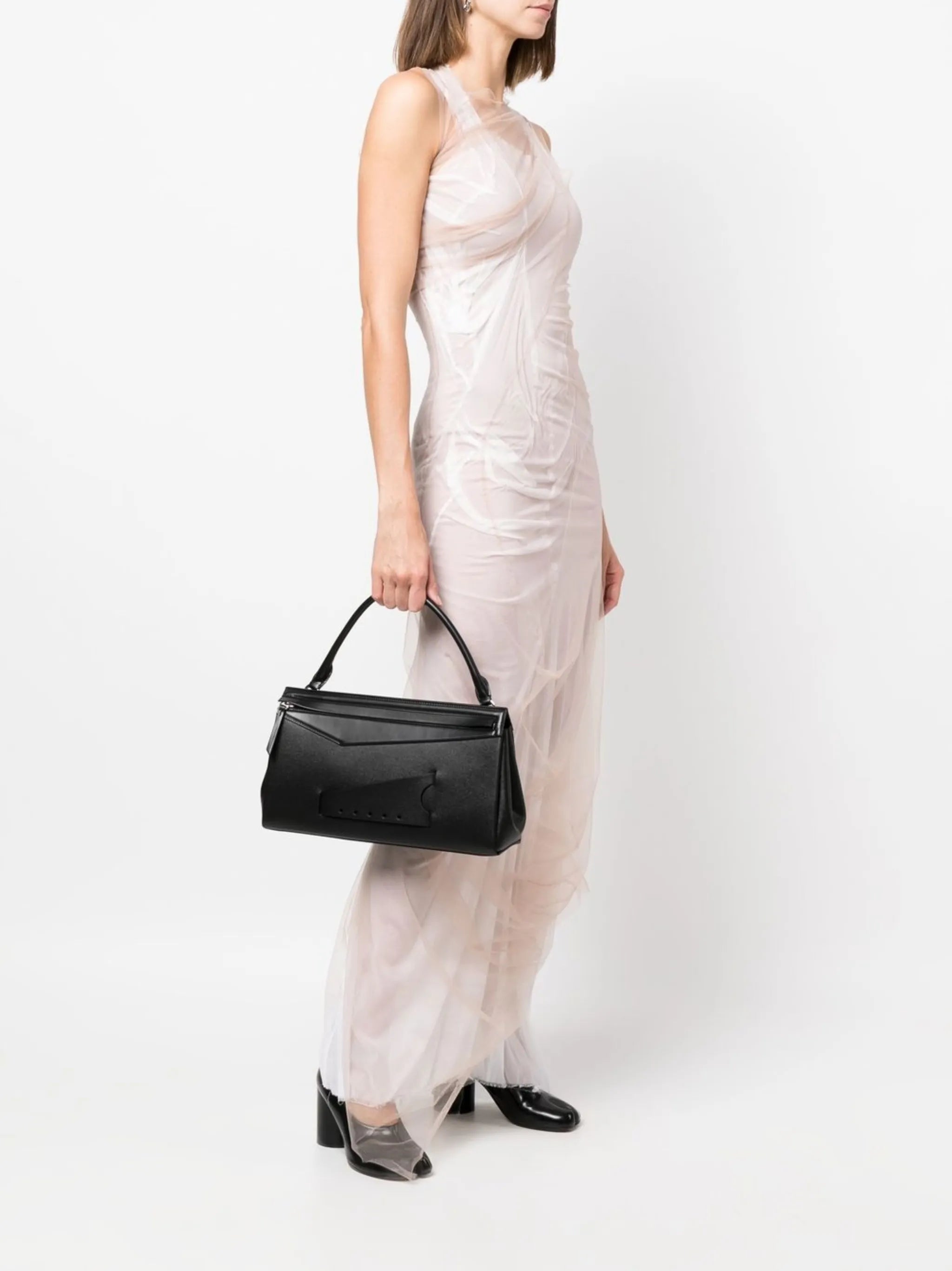 Snatched leather tote bag