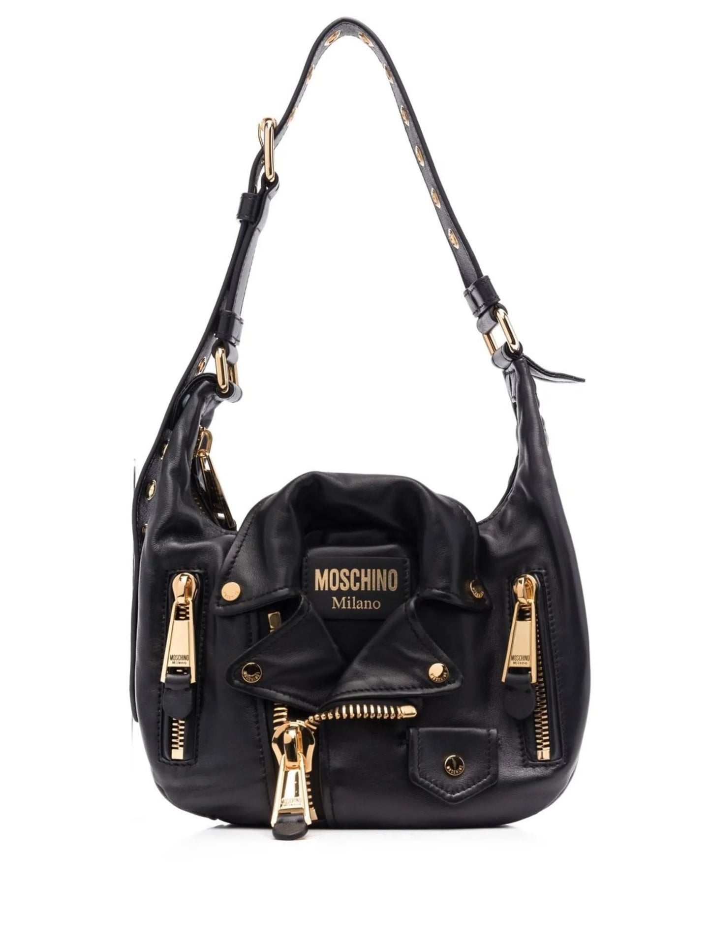 logo-plaque leather shoulder bag