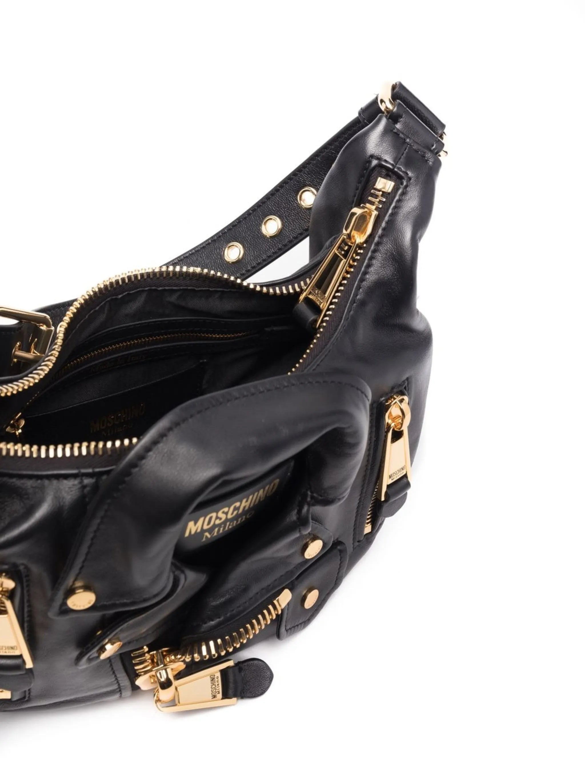 logo-plaque leather shoulder bag