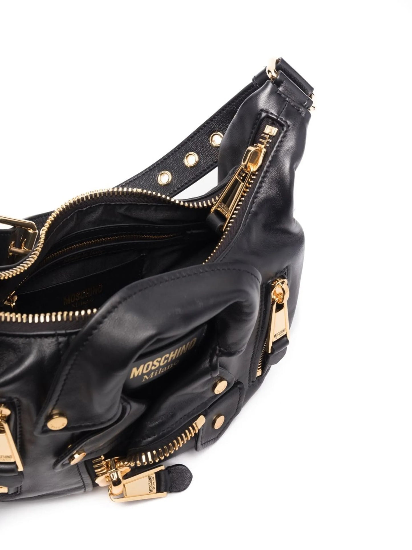 logo-plaque leather shoulder bag