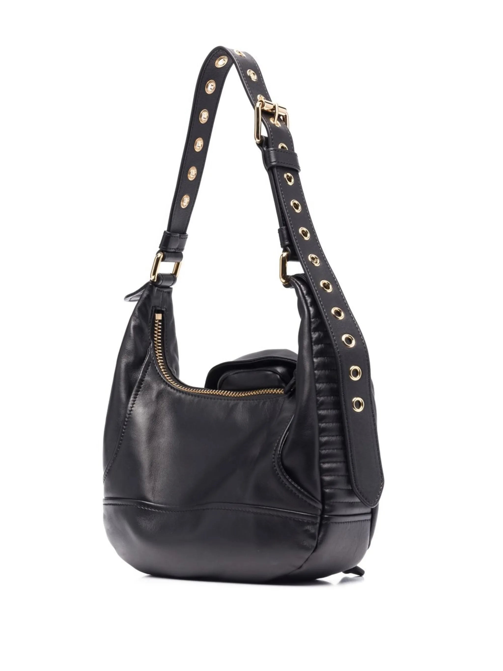 logo-plaque leather shoulder bag