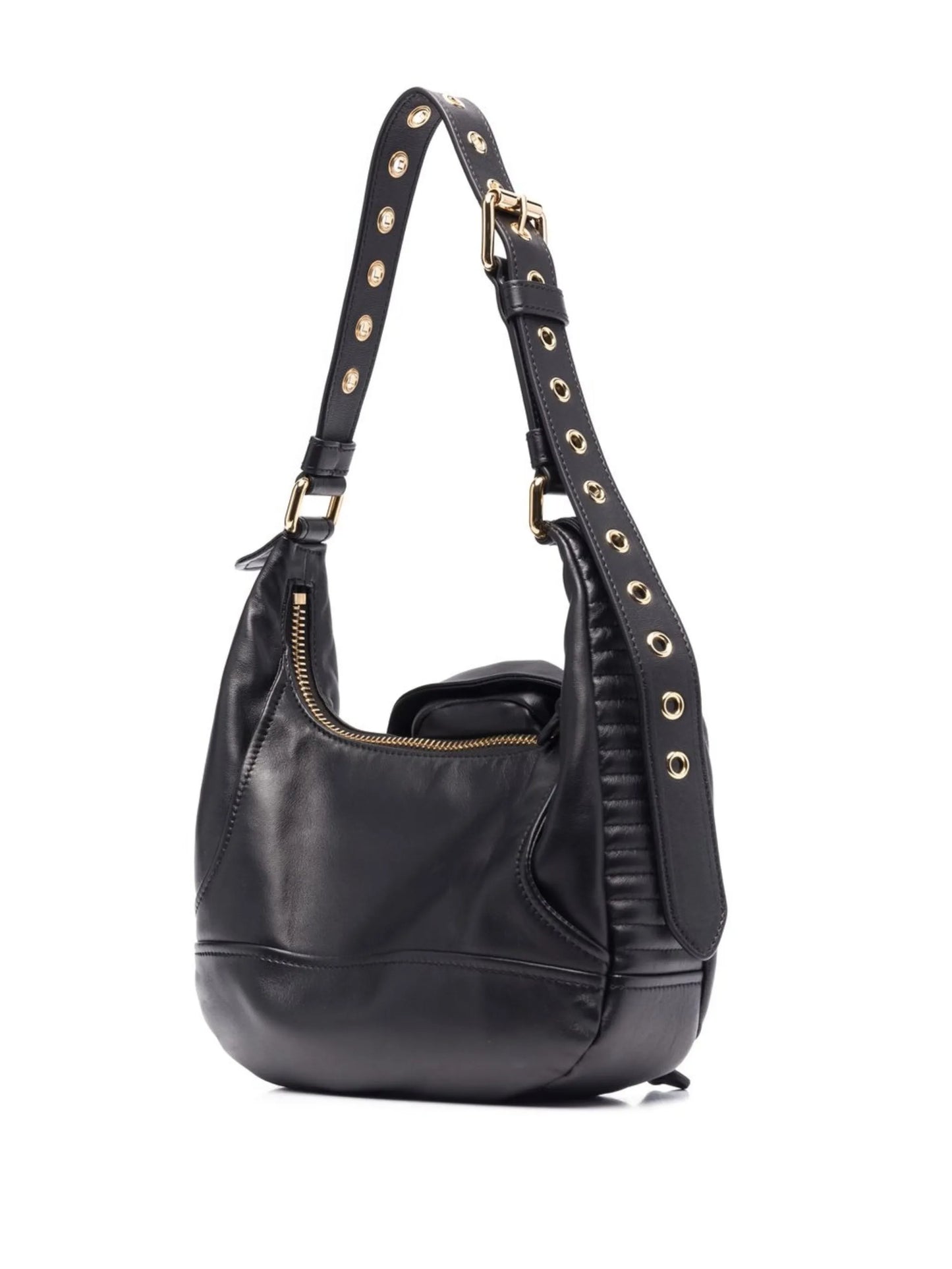 logo-plaque leather shoulder bag