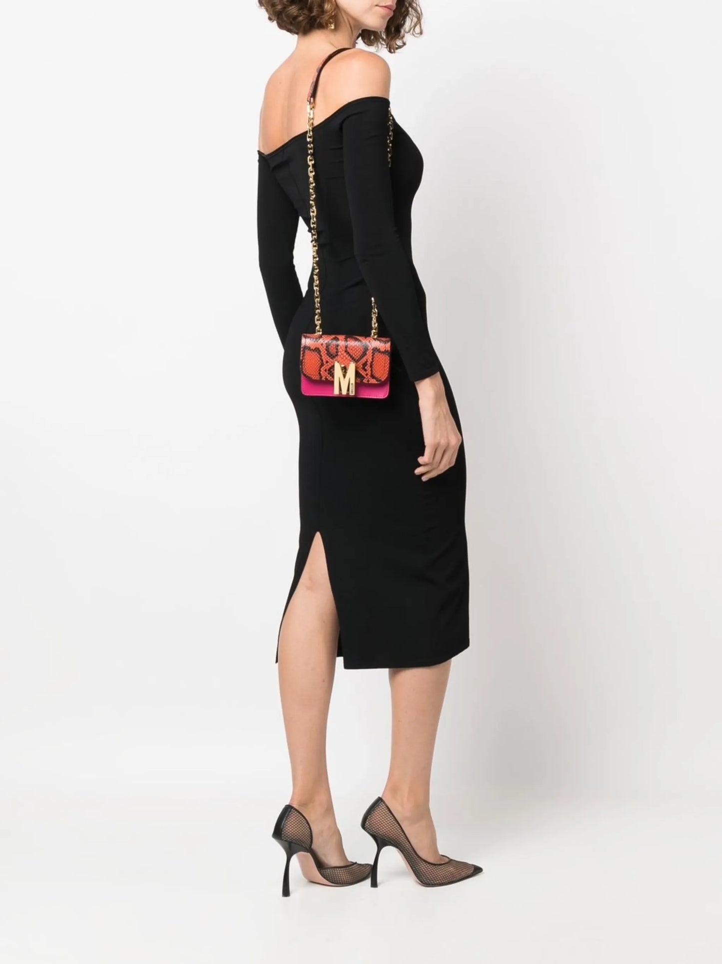 snakeskin-effect leather crossbody bag
