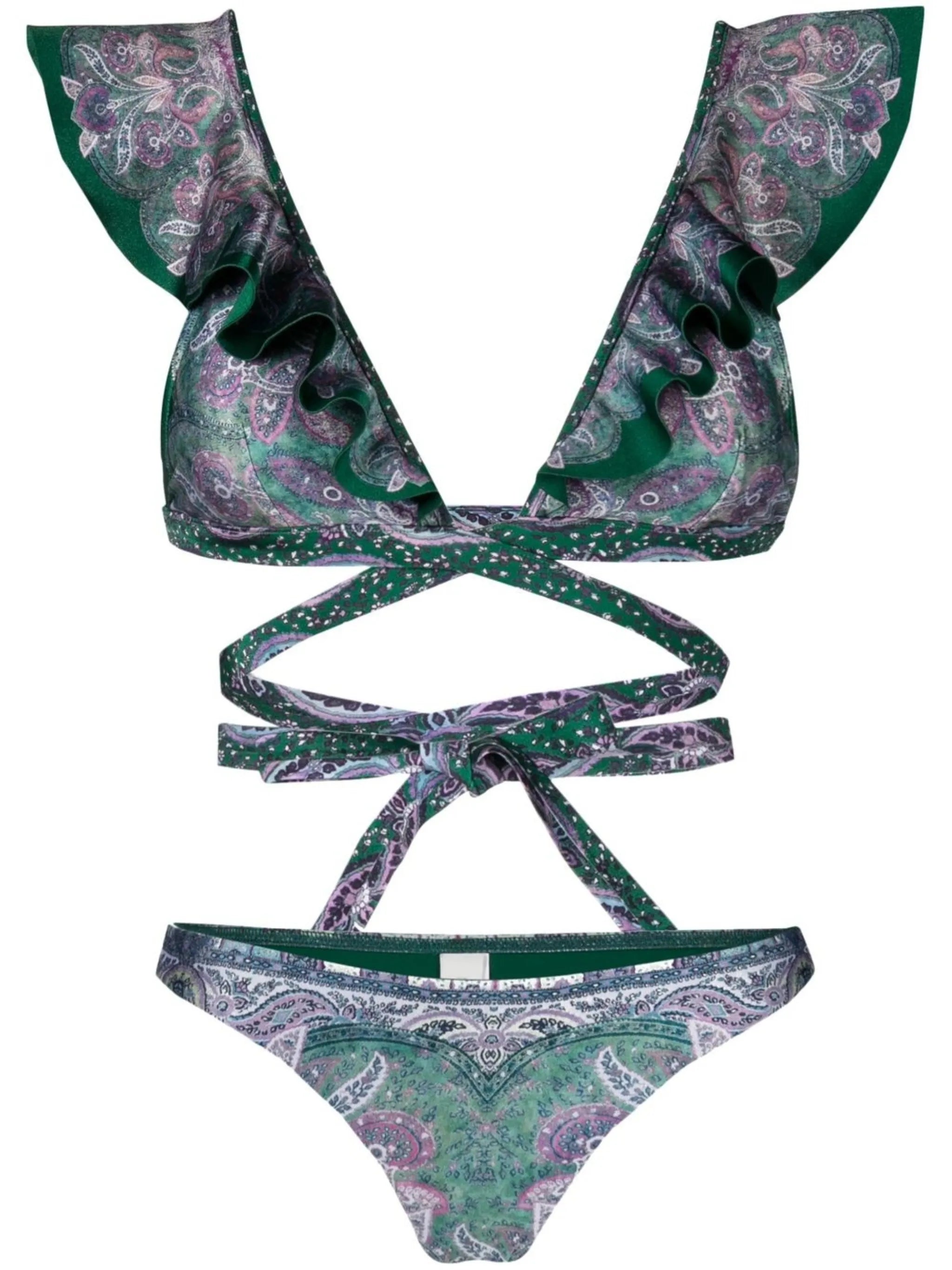 paisley-print wrap-around swimsuit