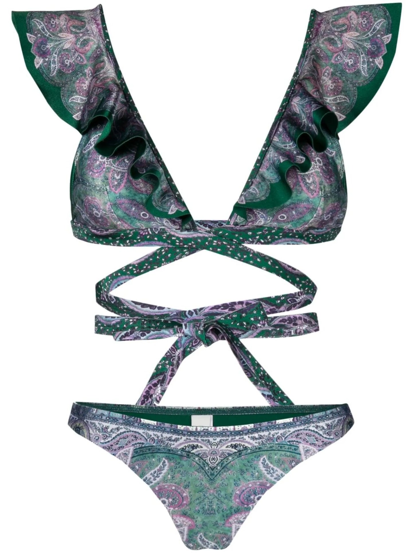 paisley-print wrap-around swimsuit