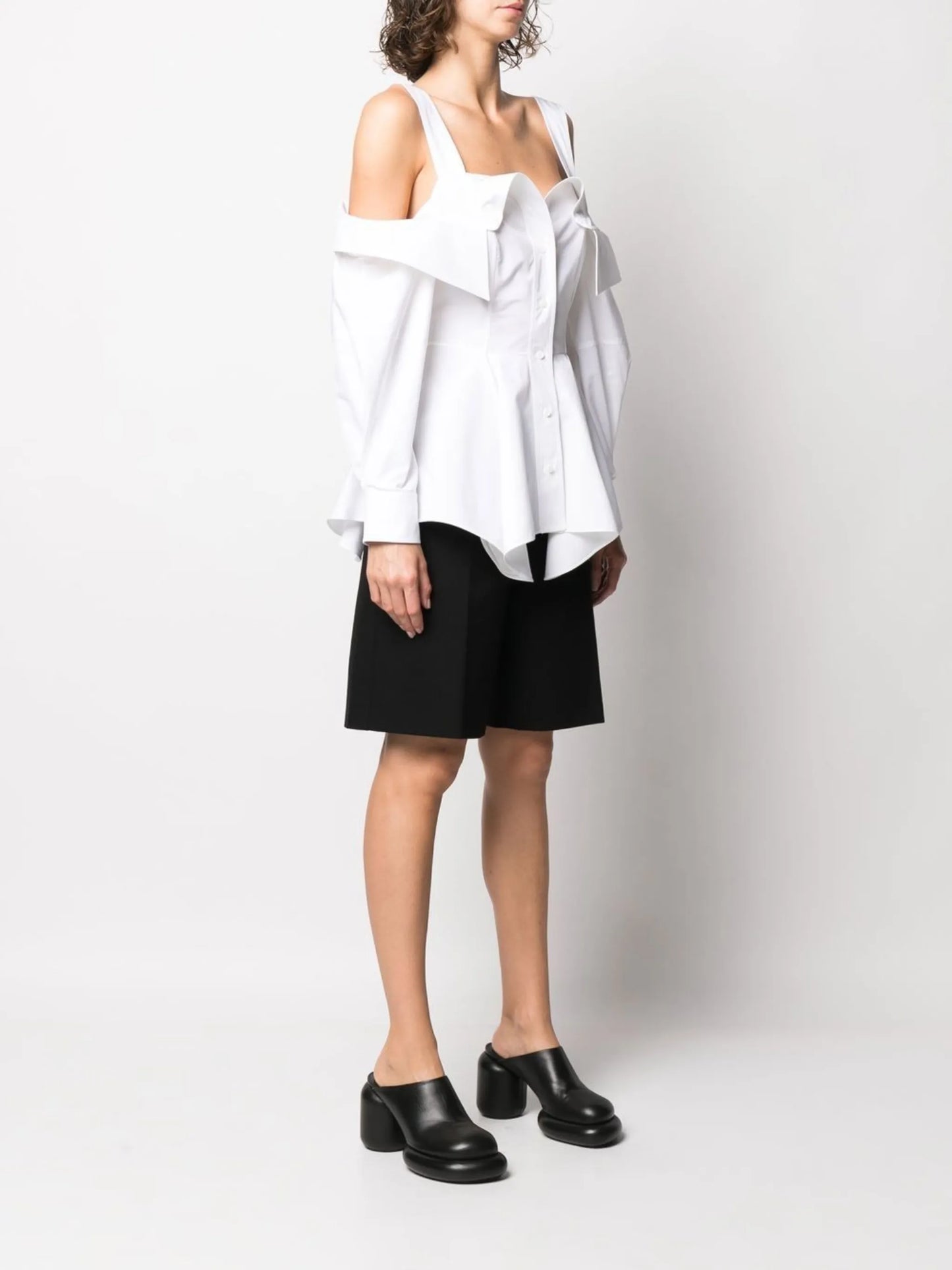 deconstructed peplum-hem shirt