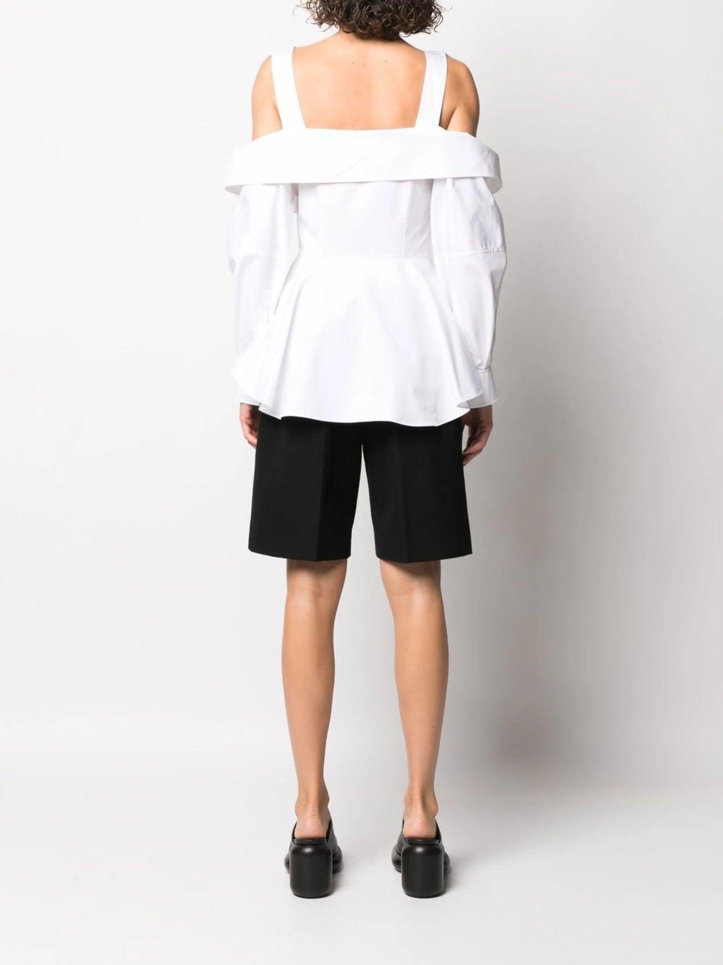 deconstructed peplum-hem shirt