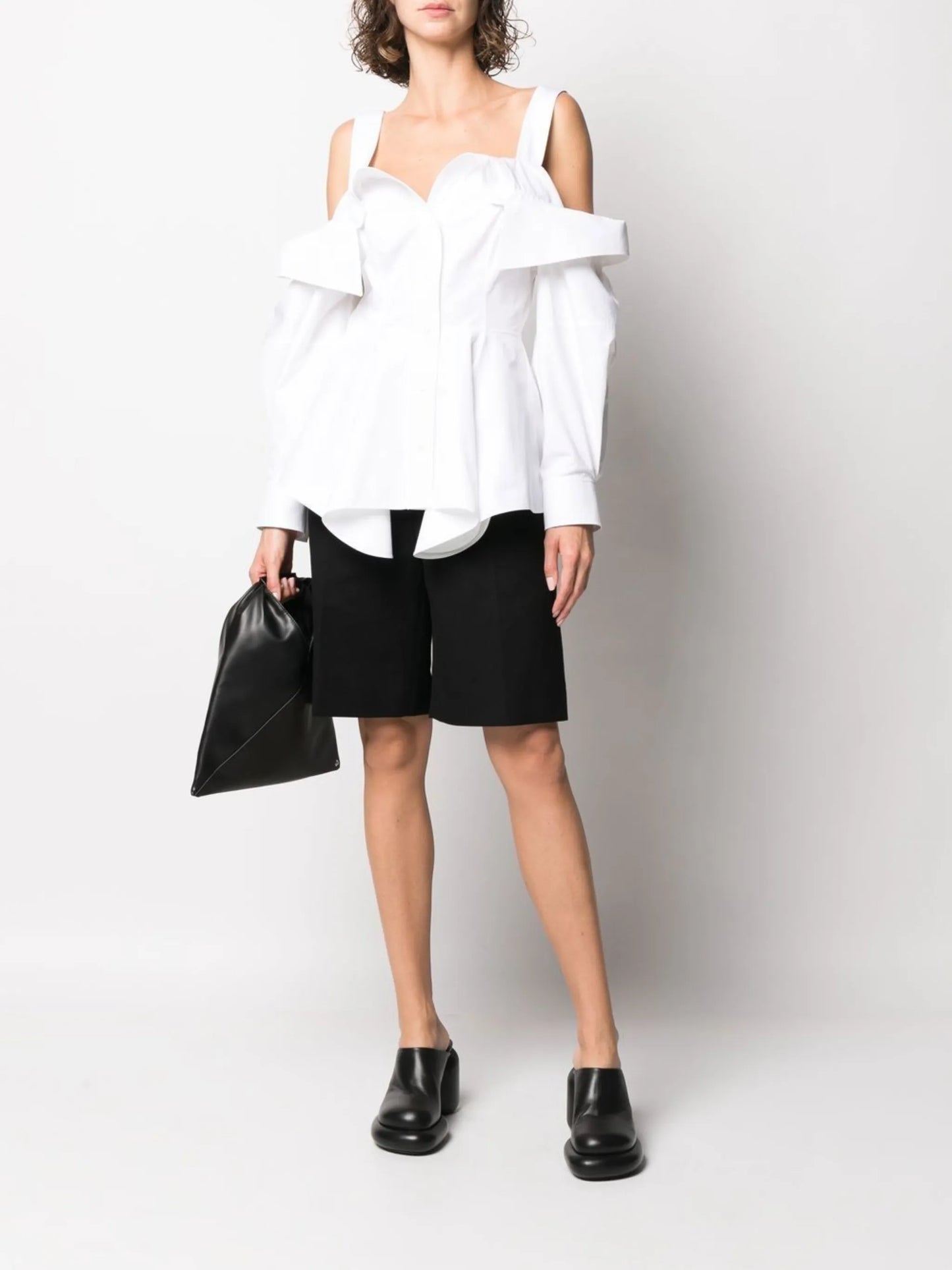 deconstructed peplum-hem shirt