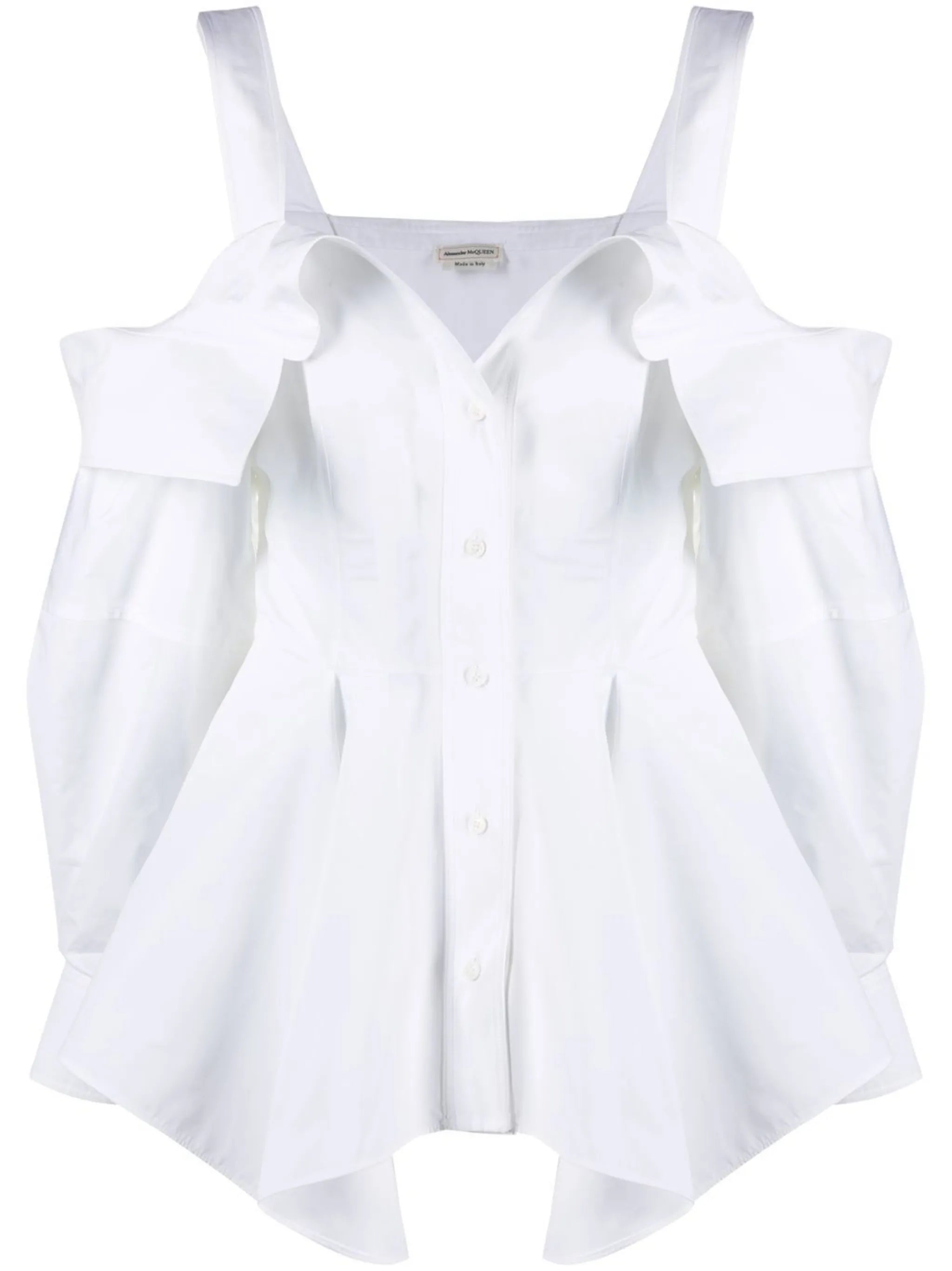 deconstructed peplum-hem shirt