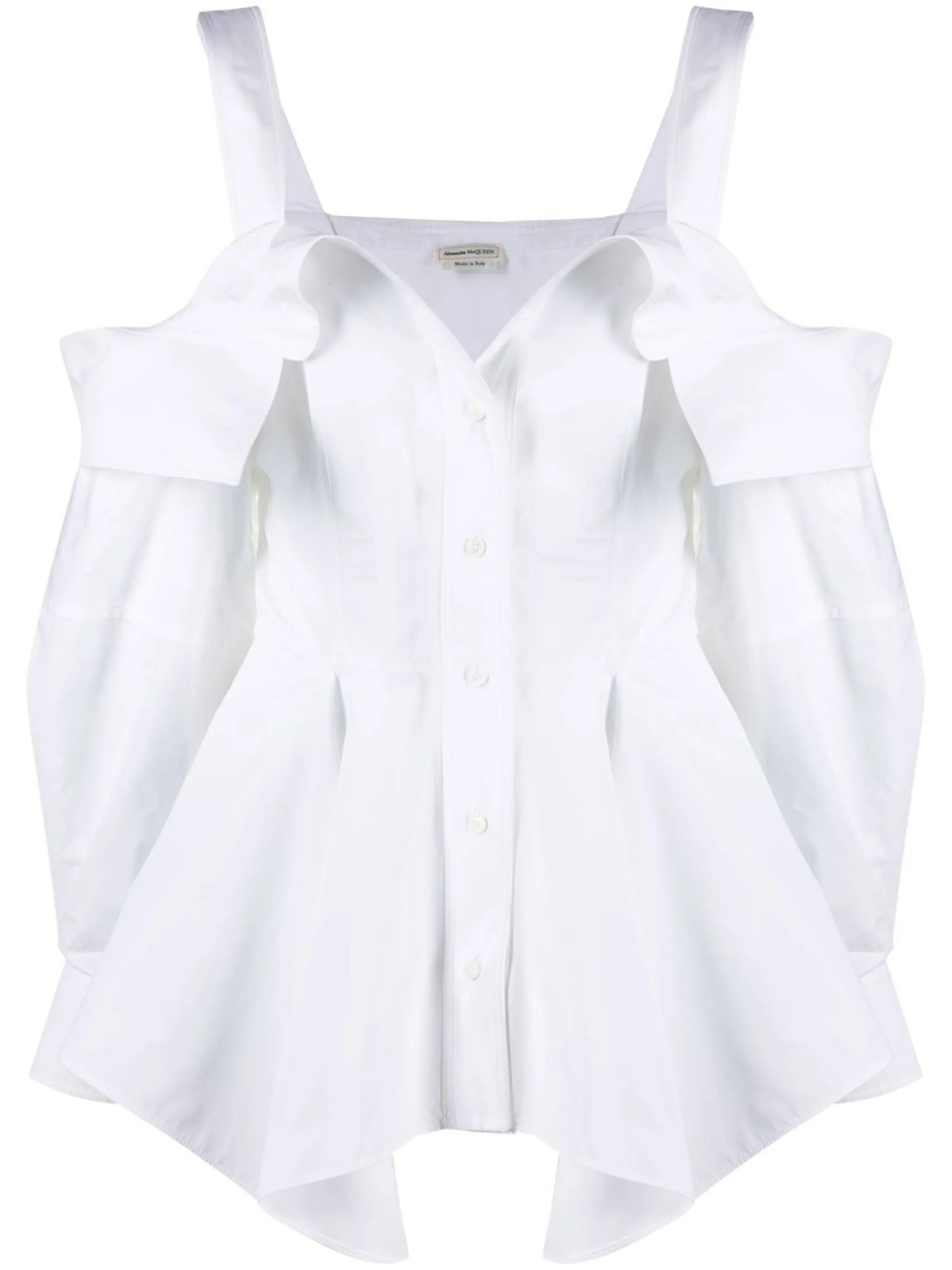 deconstructed peplum-hem shirt